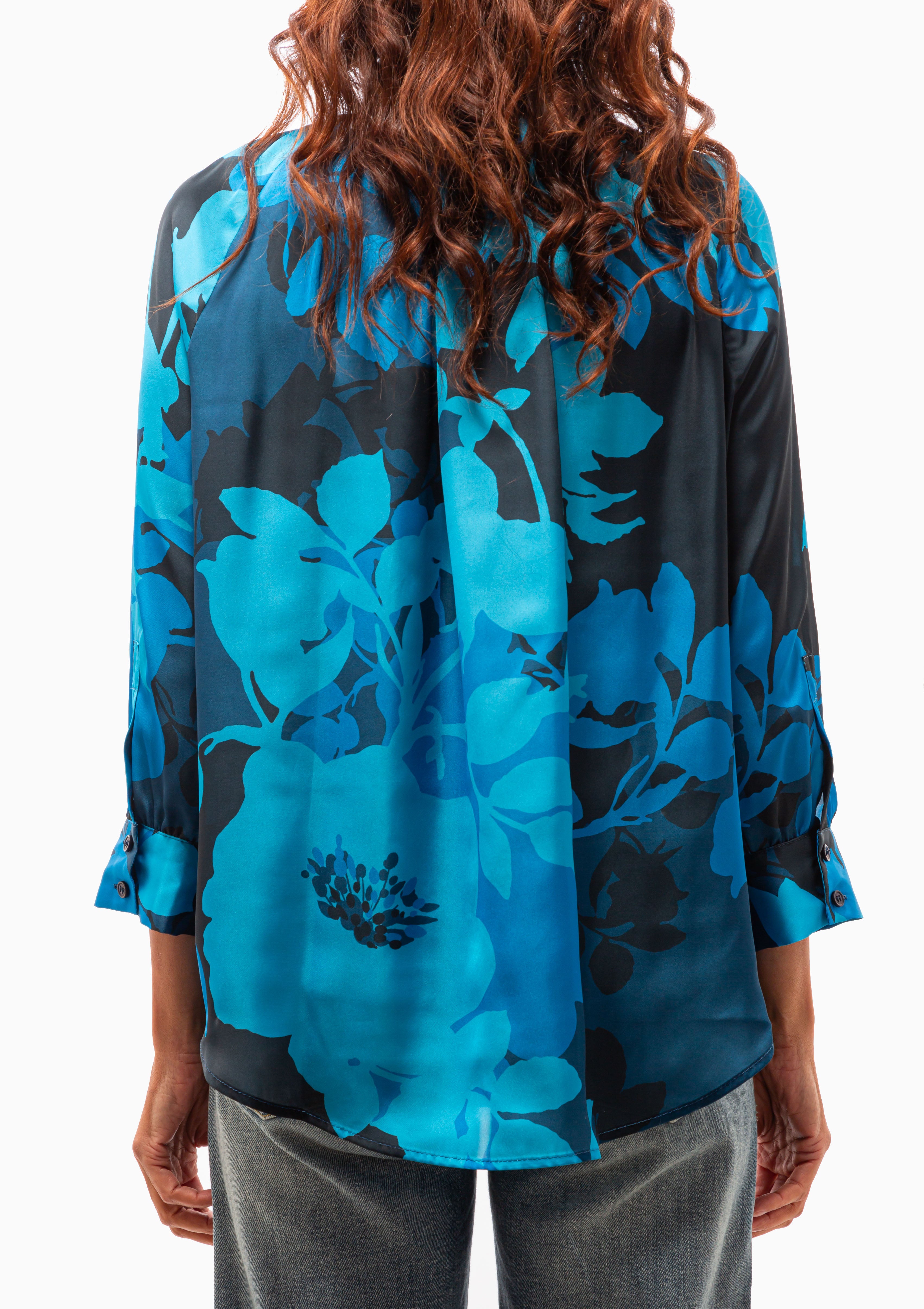 Gathered Blouse | Cobalt Floral