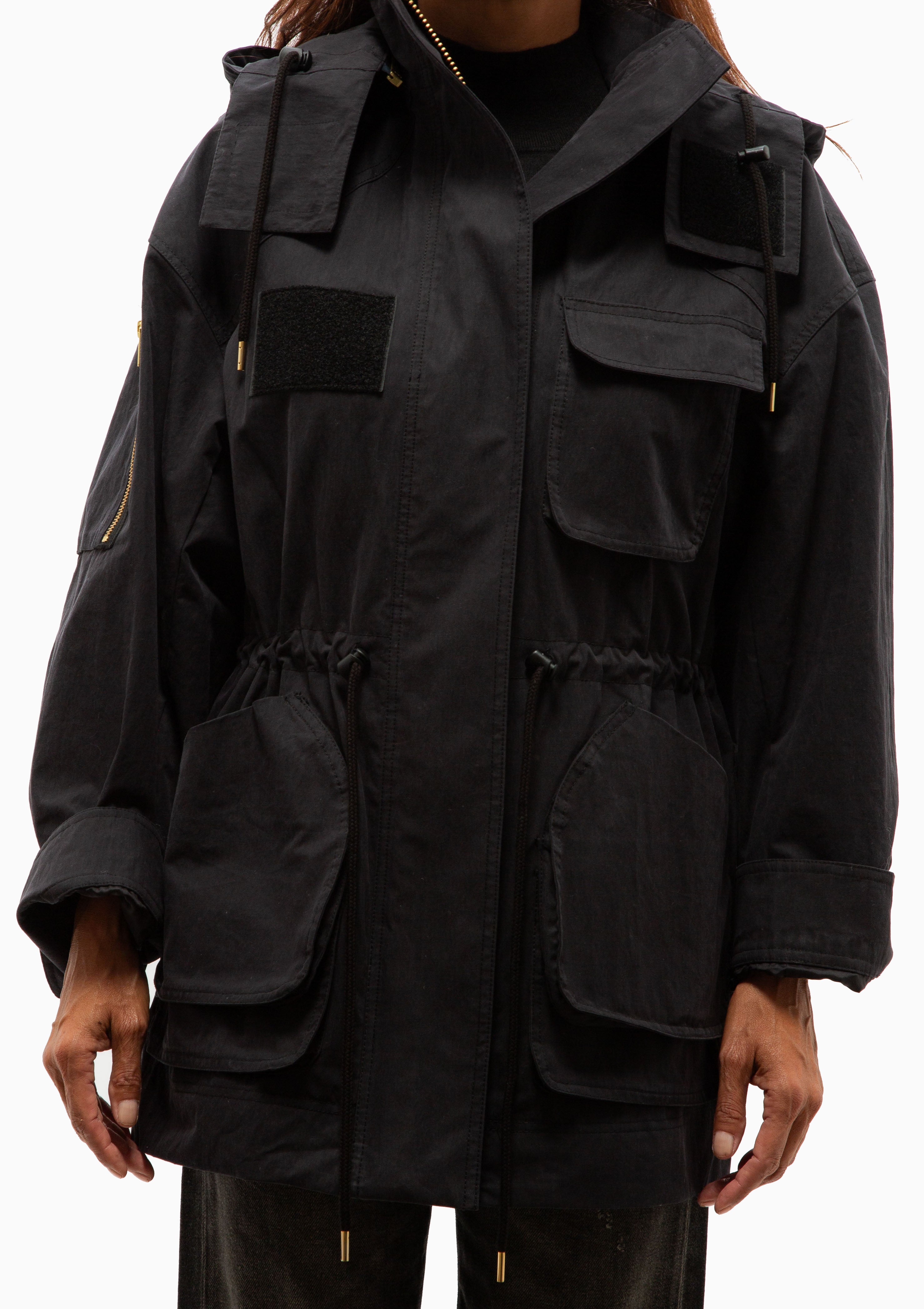Hooded Flak Jacket | Washed Black