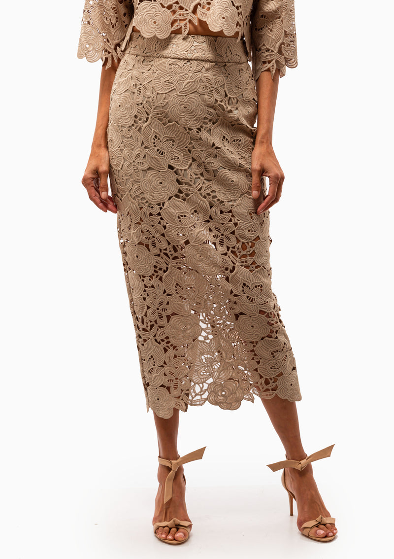 Zinnia lace on sale pencil midi skirt