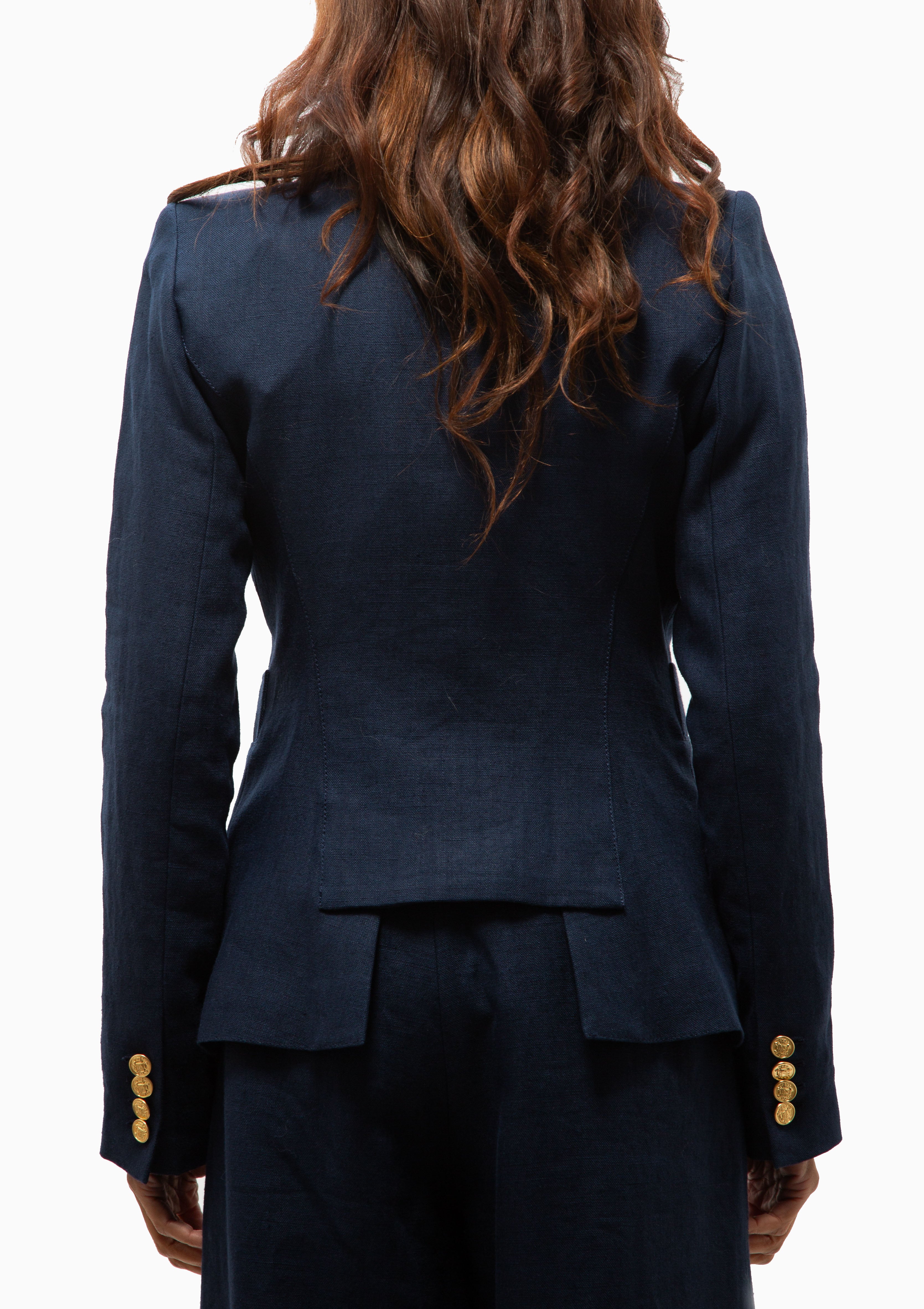 Linen Classic Duchess Blazer | Navy Linen