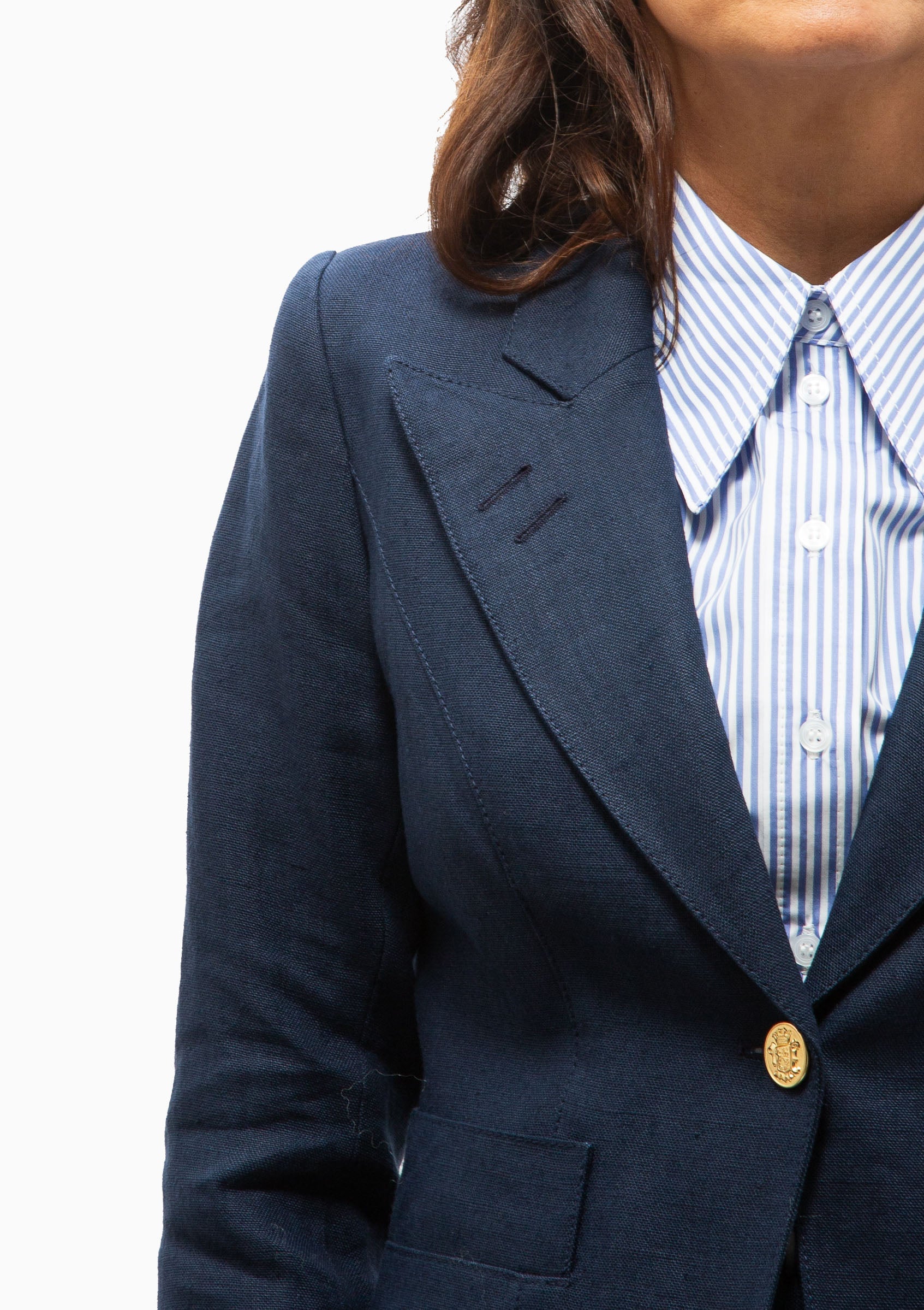Linen Classic Duchess Blazer | Navy Linen