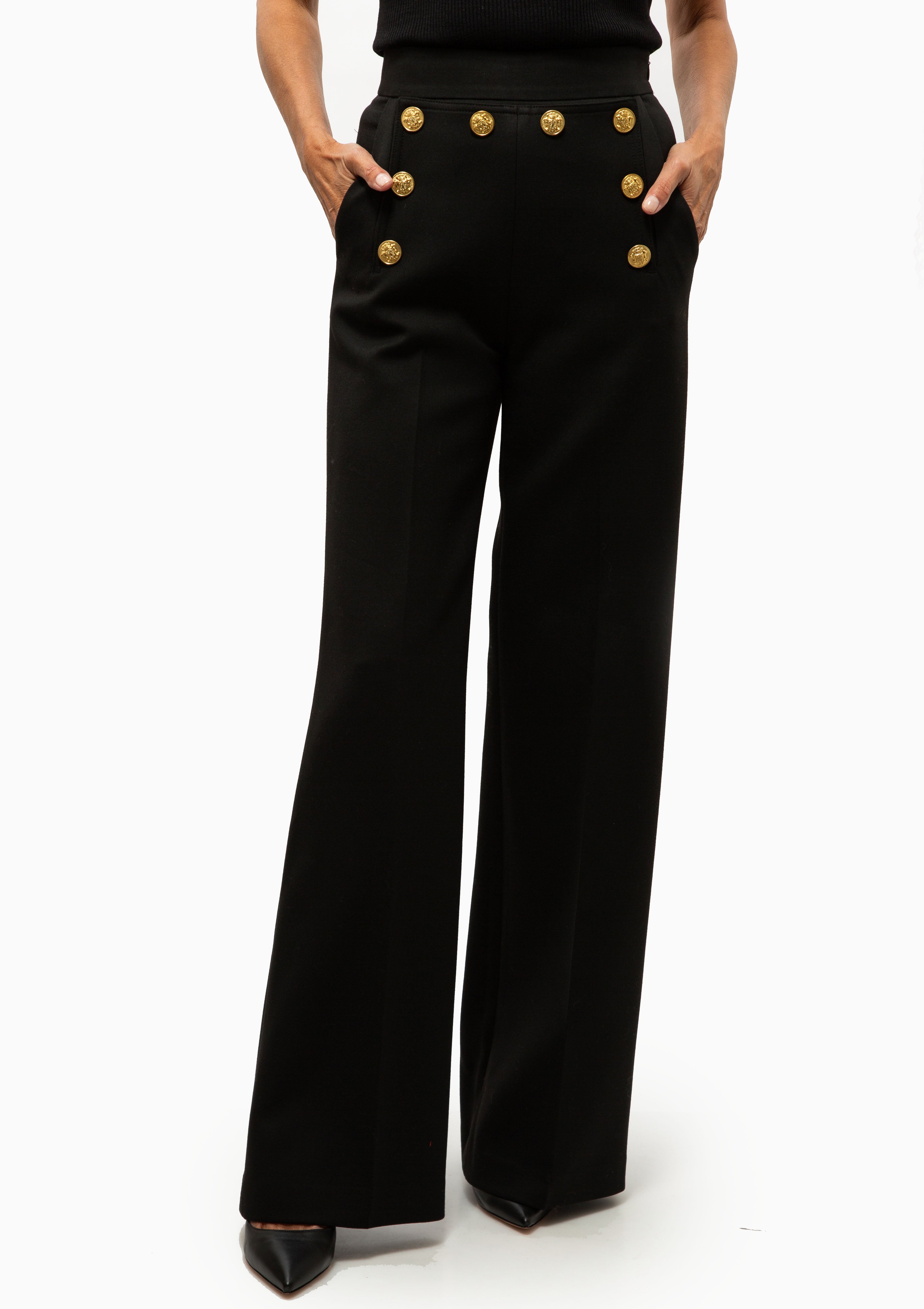 Nautical Wide Leg Pant | Deep Black