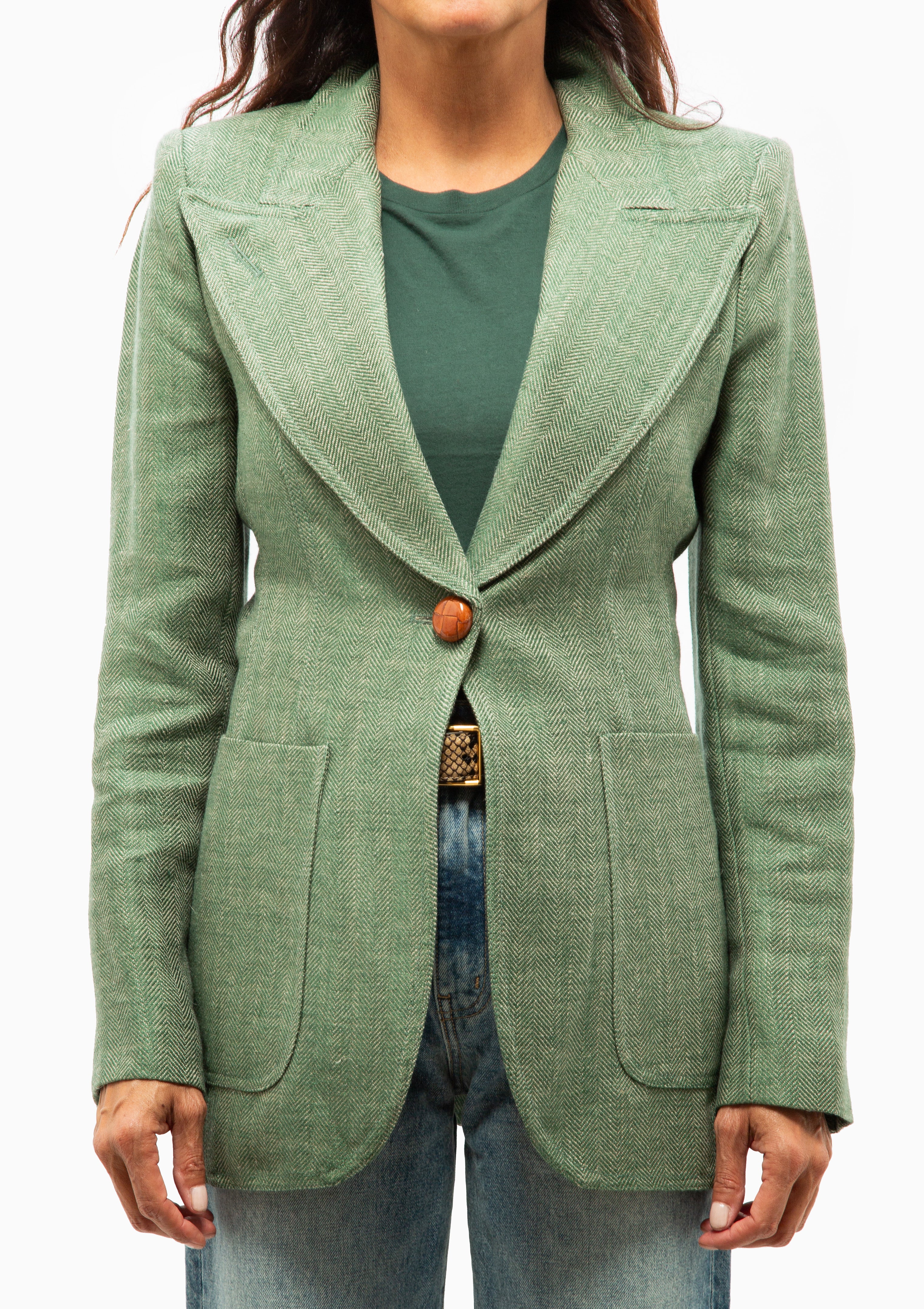 Patch Pocket Birkin Blazer | Sage Herringbone
