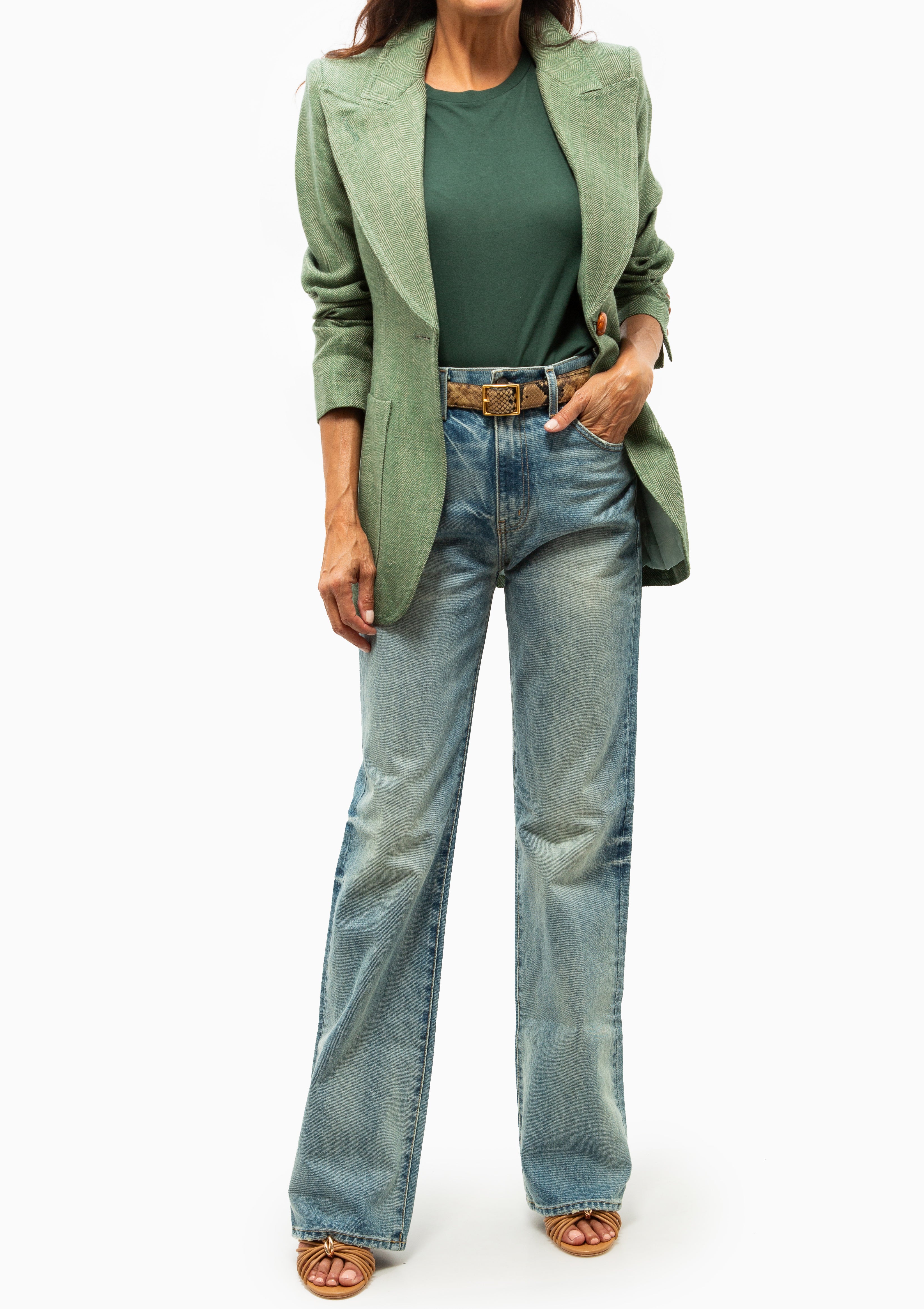 Patch Pocket Birkin Blazer | Sage Herringbone