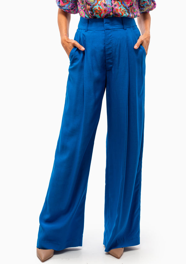 Pleated Trouser | Aegean Blue