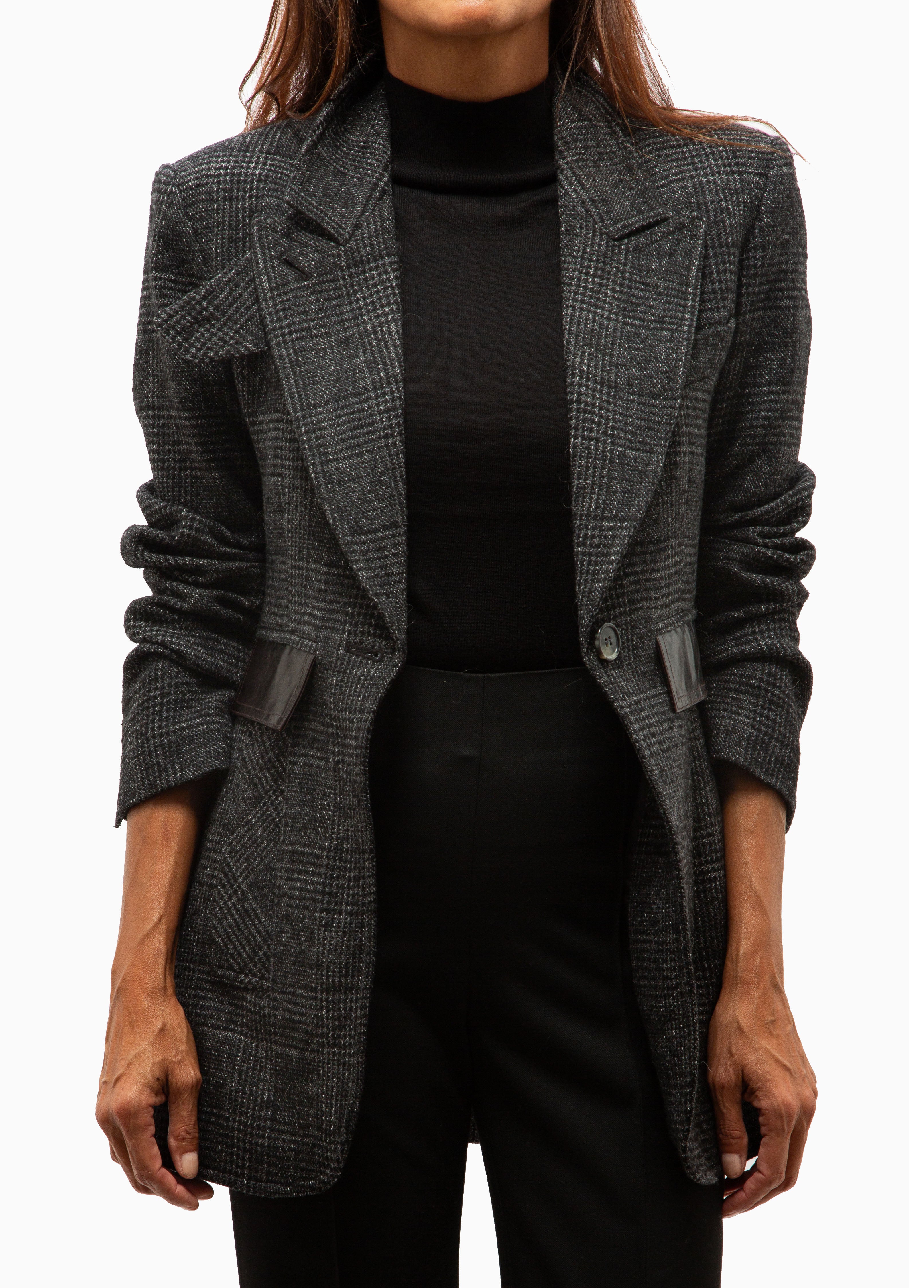 Tailored Boyfriend Blazer | Charcoal Glen Check