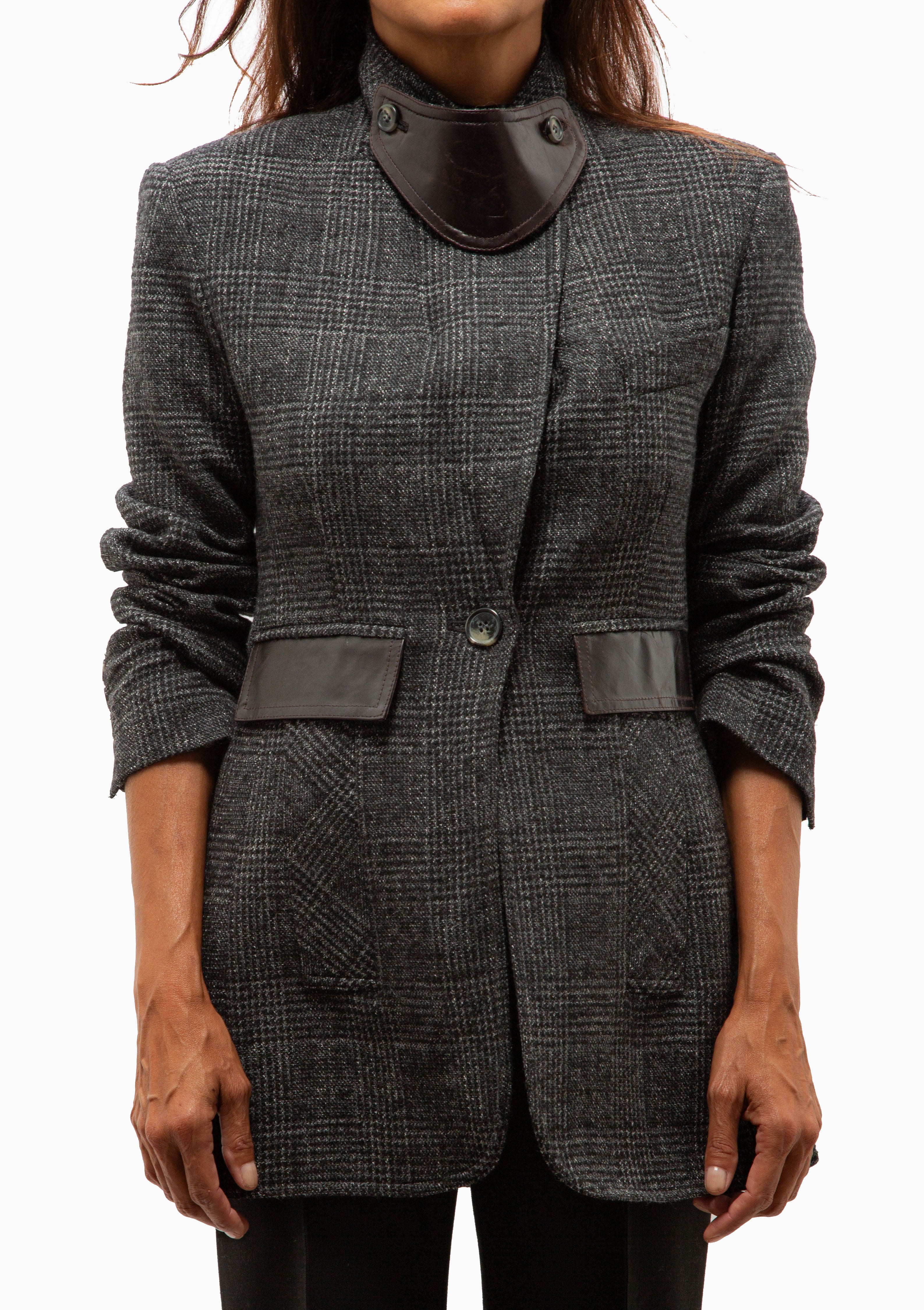 Tailored Boyfriend Blazer | Charcoal Glen Check