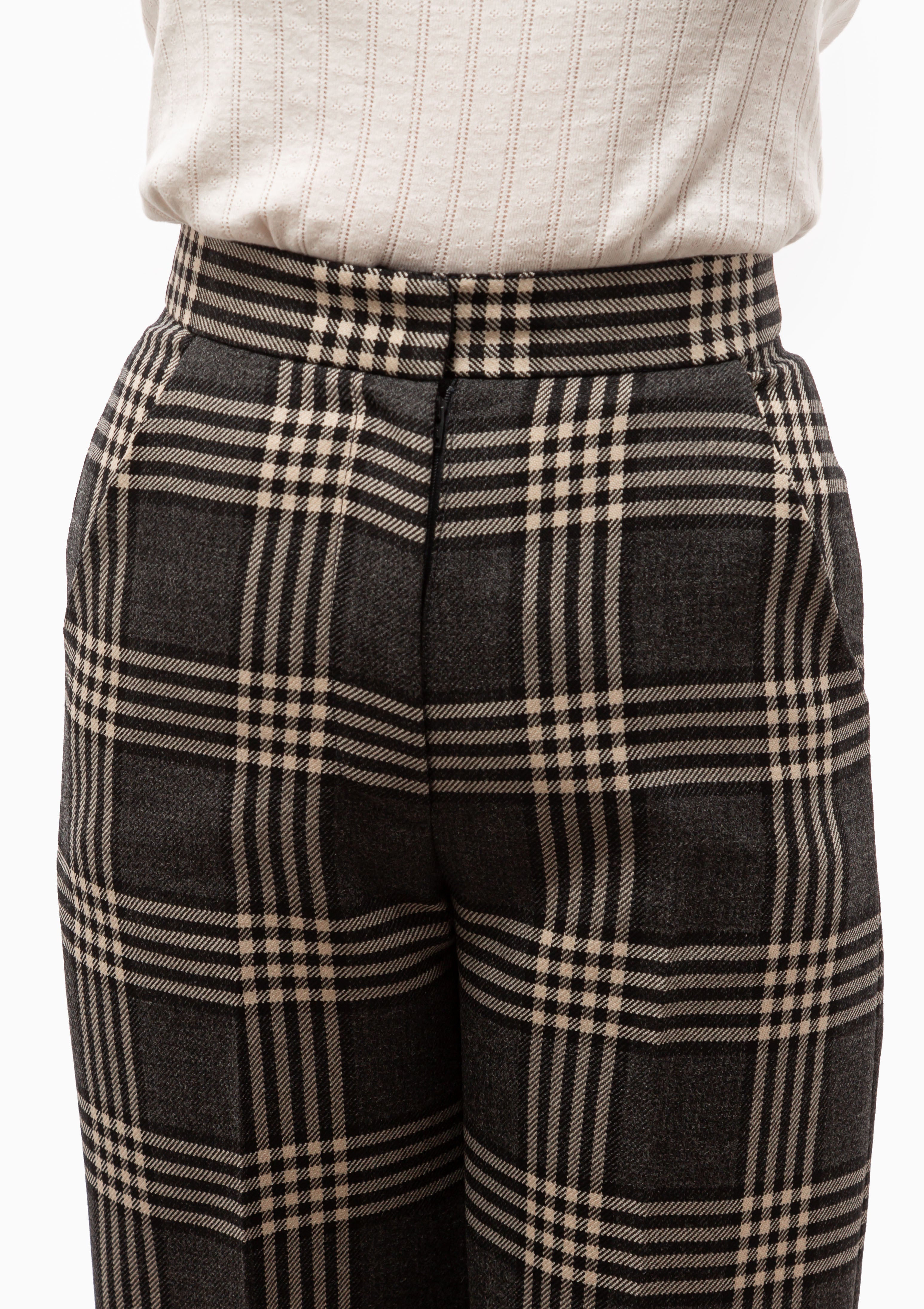 Wide Leg Culotte | Charcoal Plaid