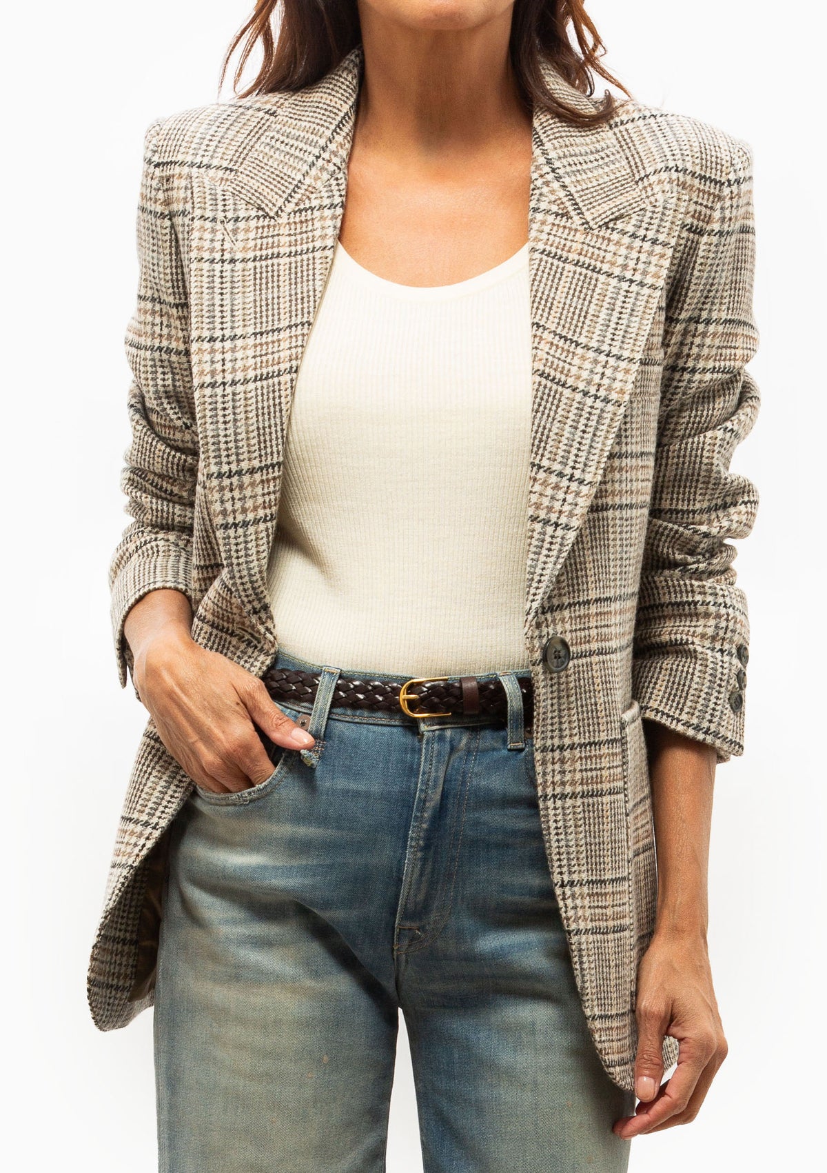 Patch Pocket 90's Blazer | Neutral Glen Check