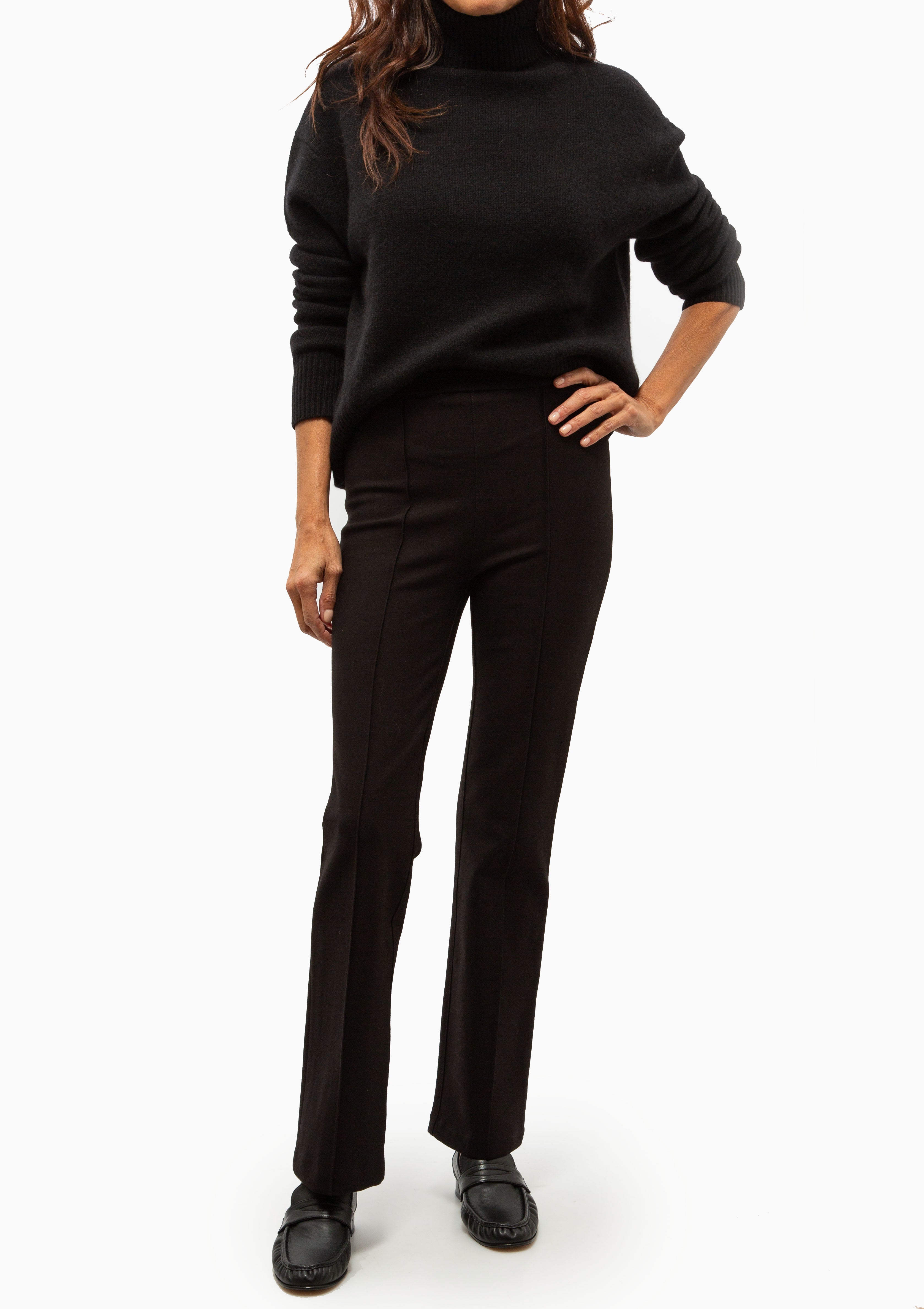 Casanova Ankle Flare Pintuck Pants | Black