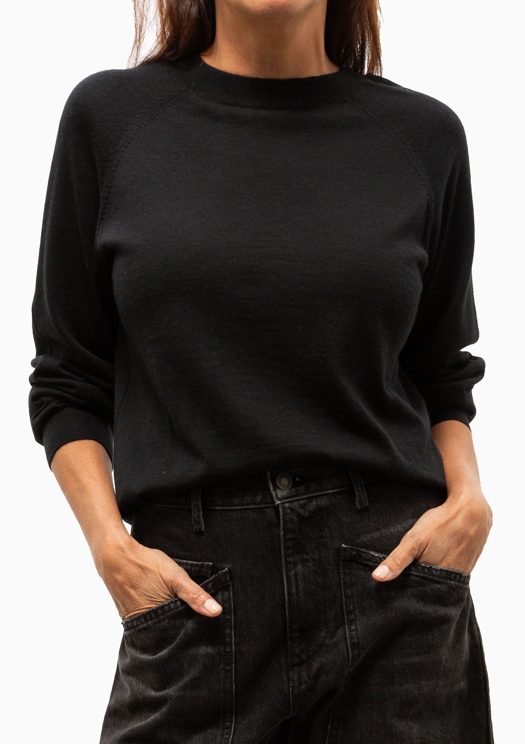 Cashmere Raglan Sweater | Black