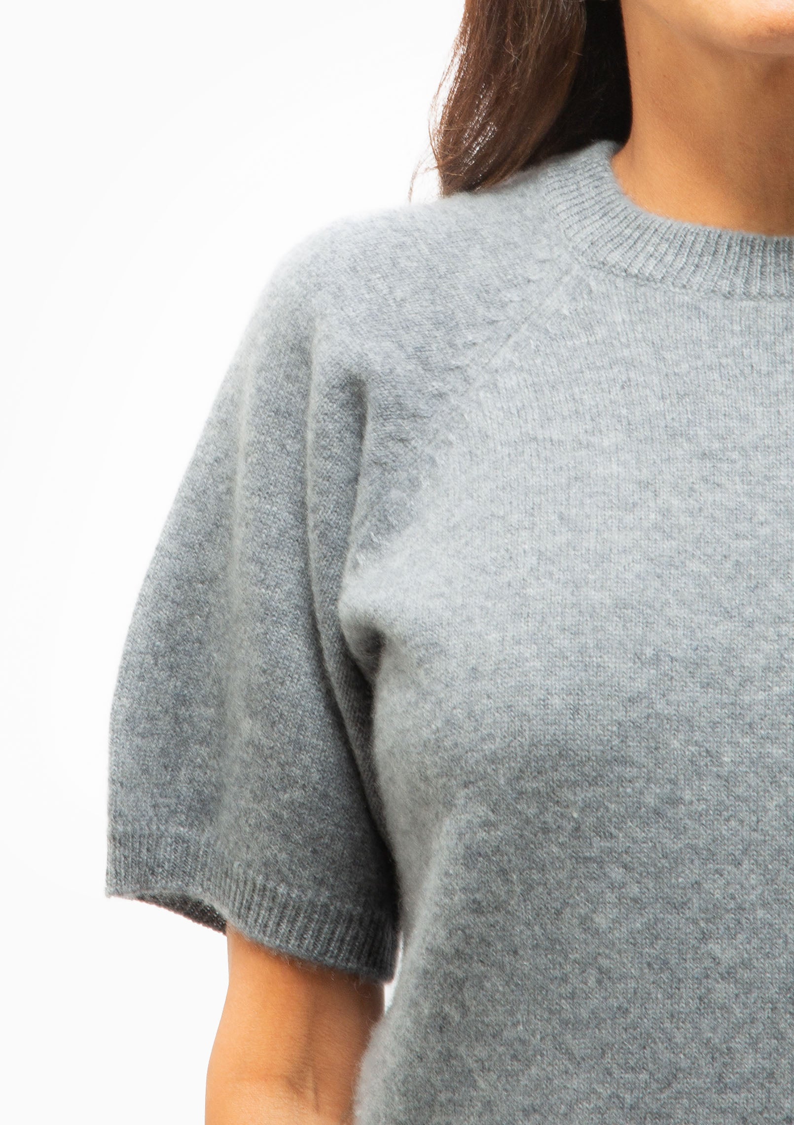 Cashmere Short Sleeve Raglan Tee | Grey