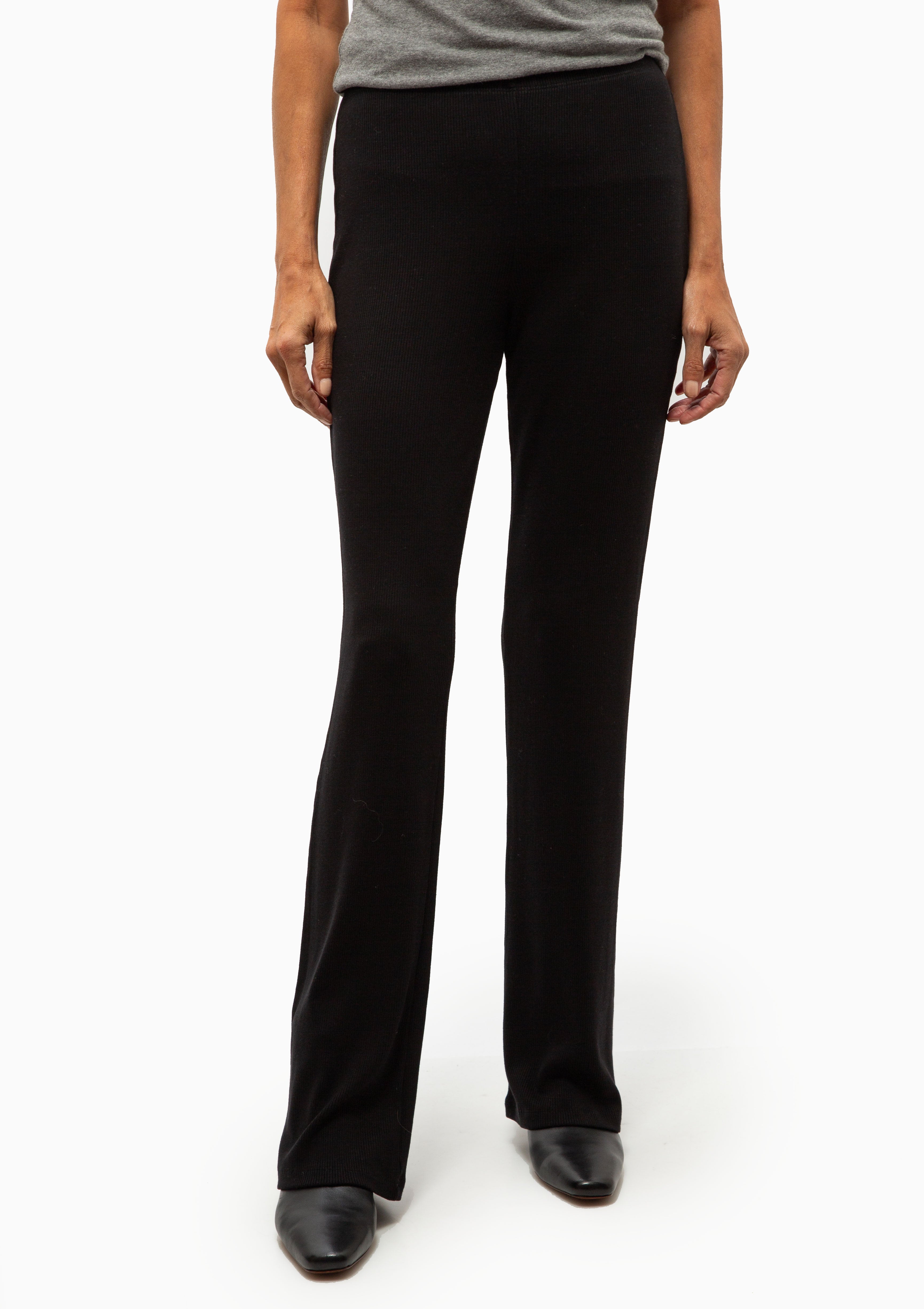 Rib Bootcut Pants | Black
