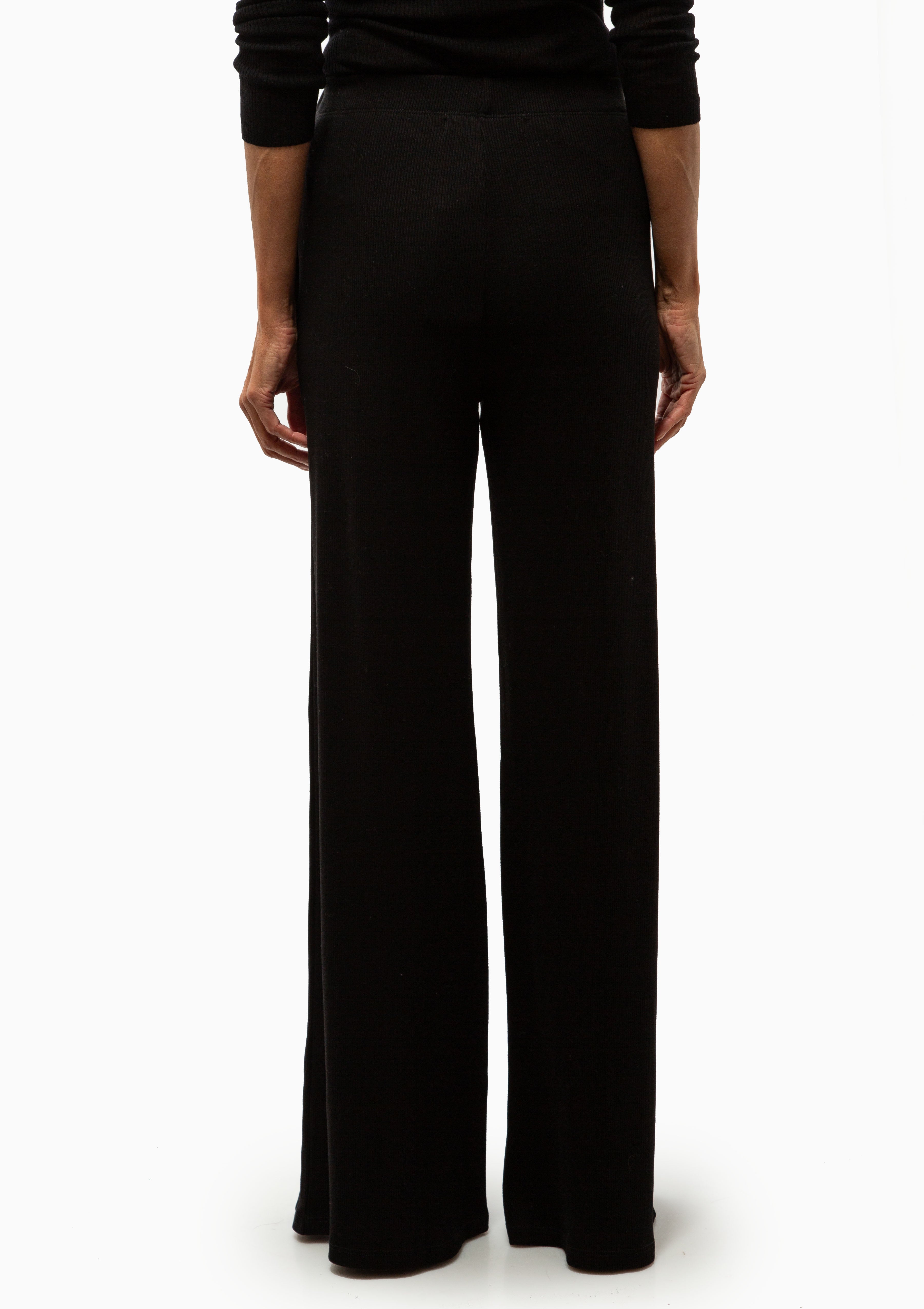 Rib Wide Leg Pants | Black