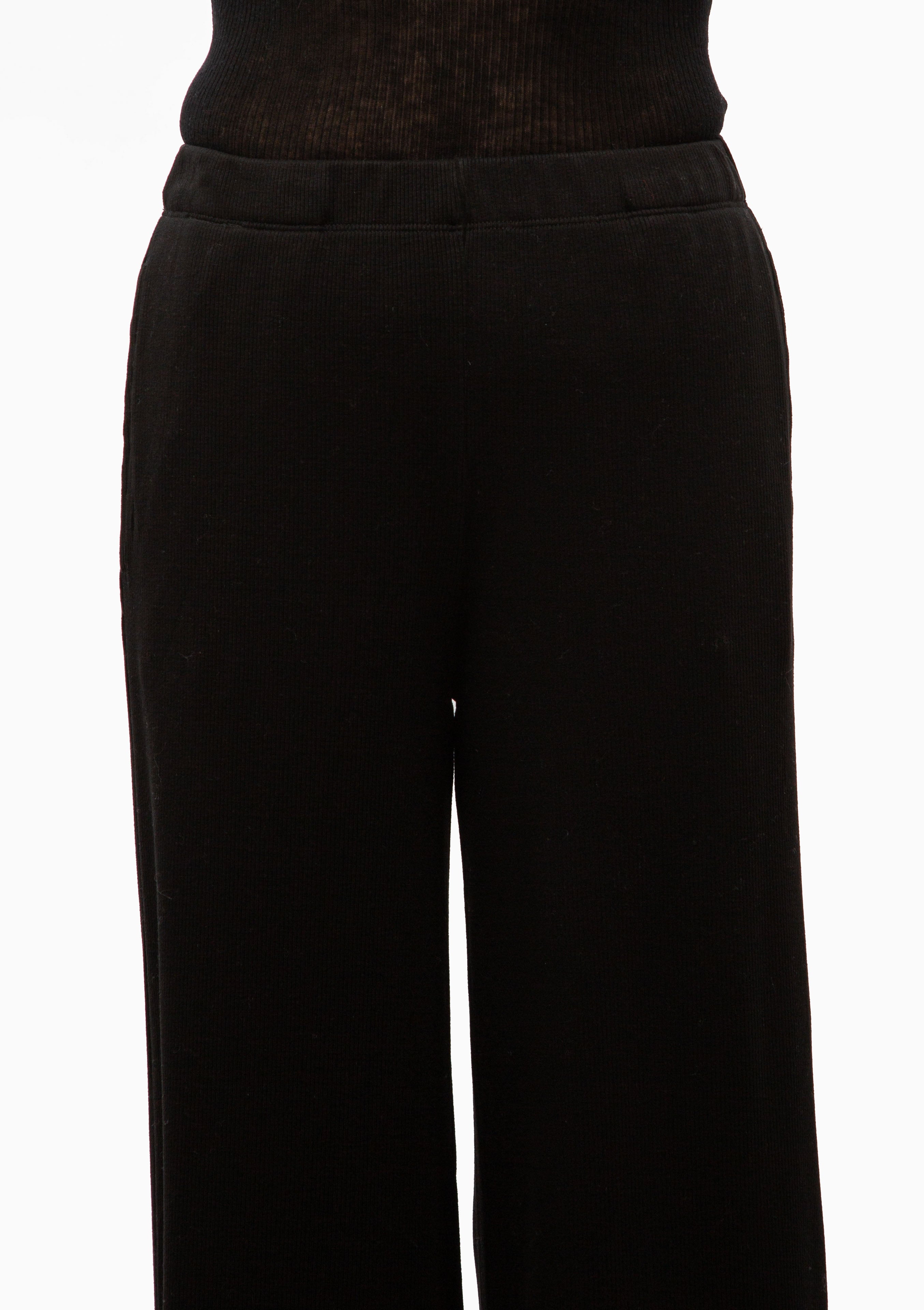 Rib Wide Leg Pants | Black