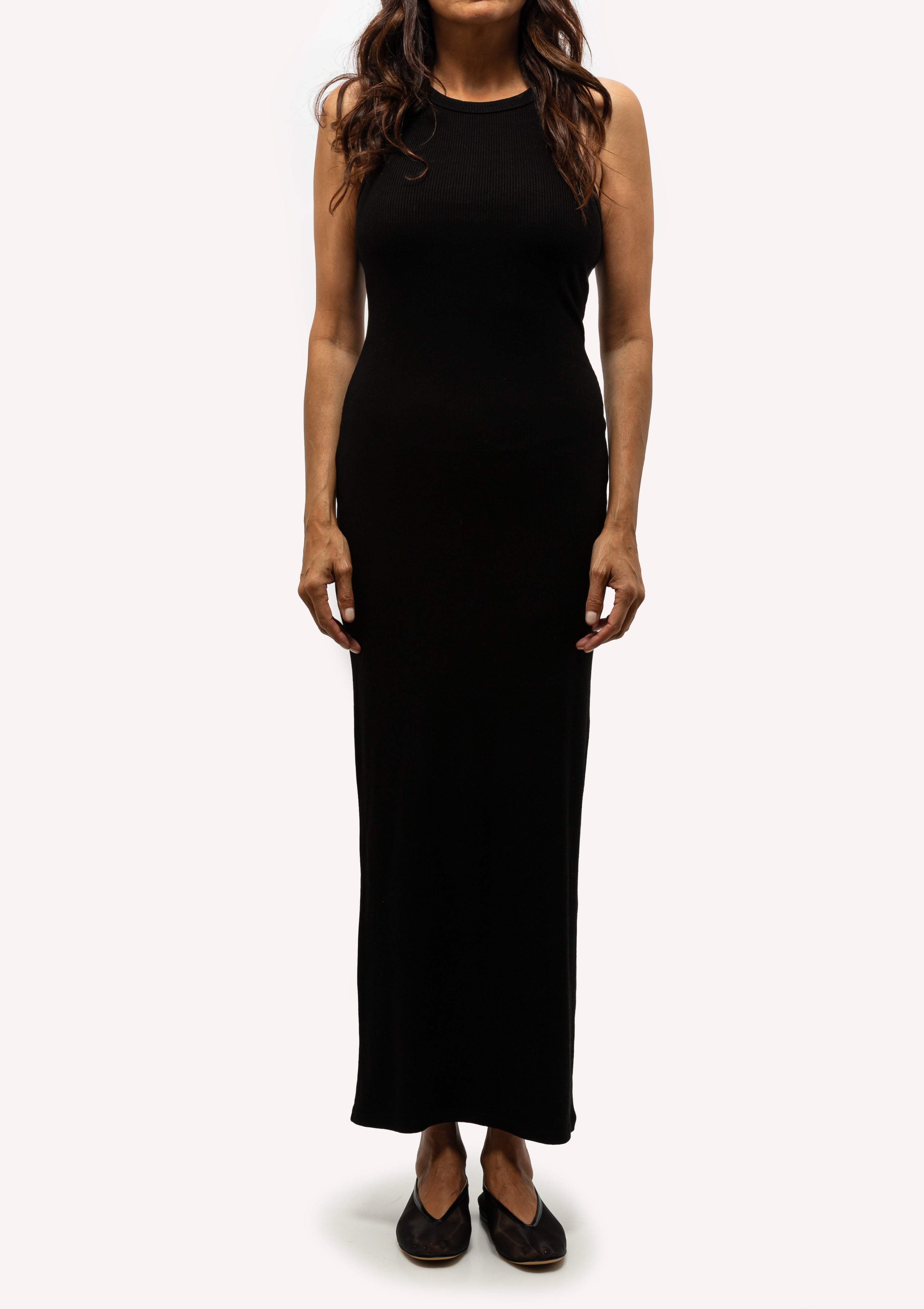 Rib Racer Maxi Dress | Black
