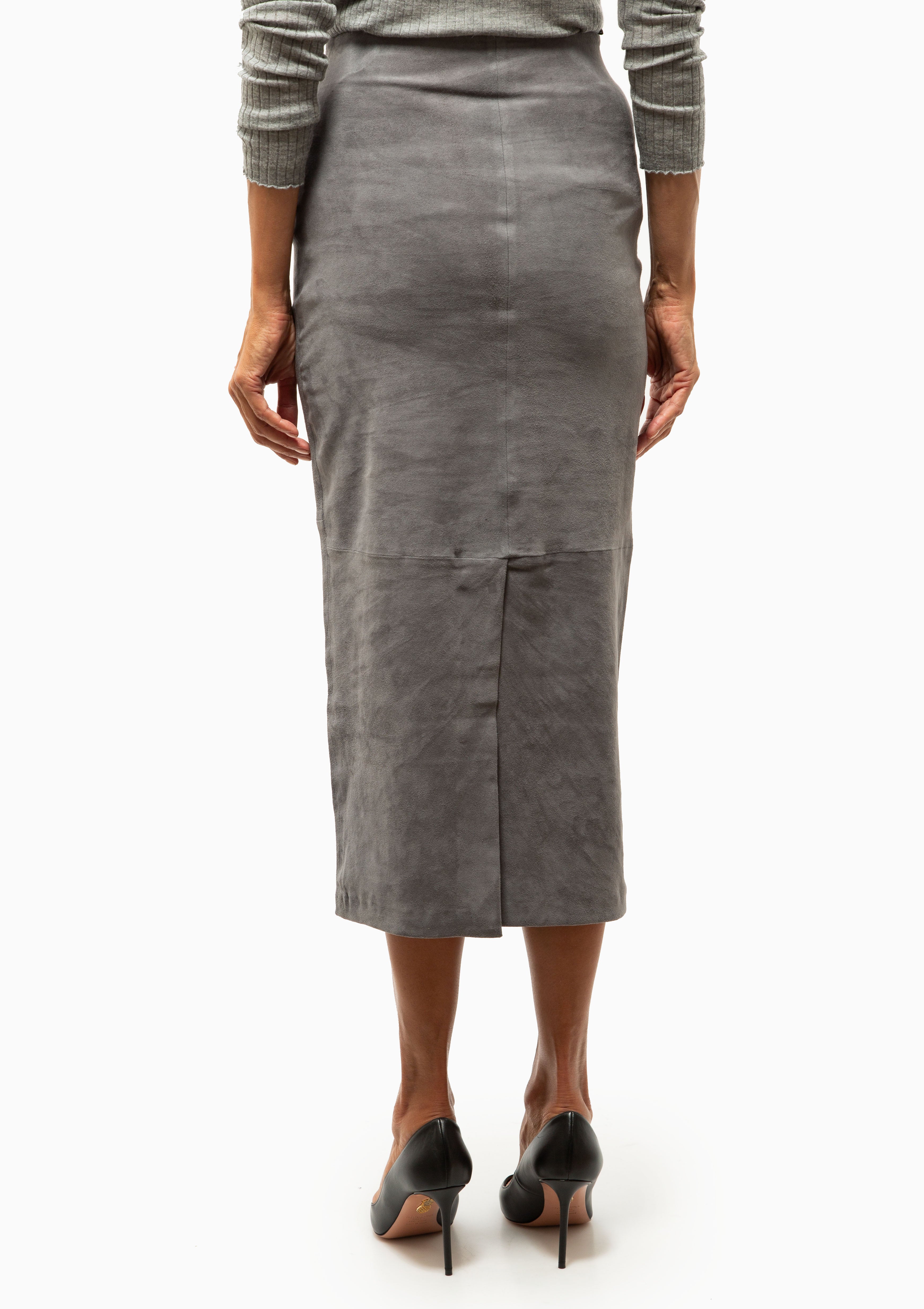 Suede Tube Skirt | Castle Grey