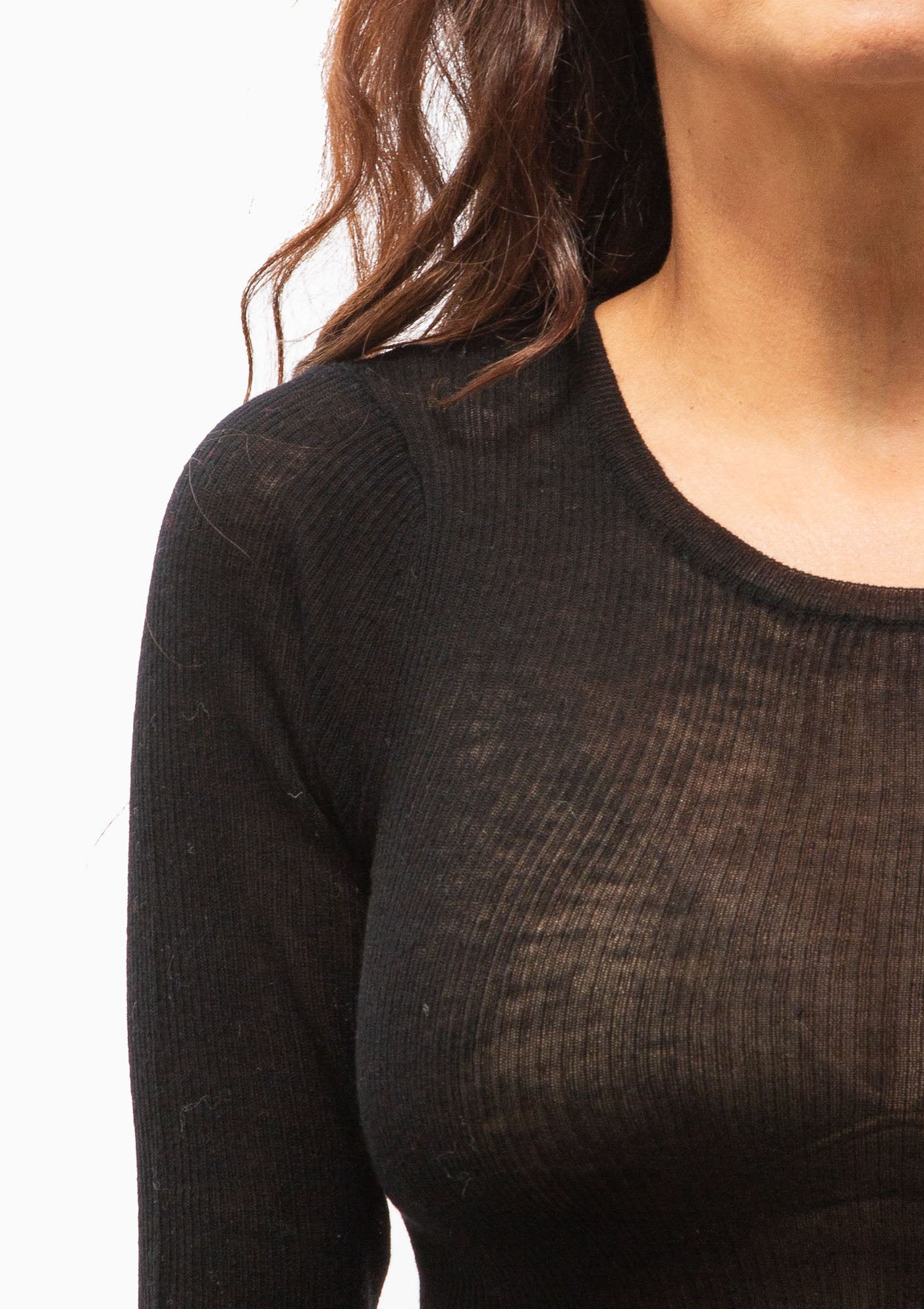 Tissue Cashmere Long Sleeve Baby Tee | Black