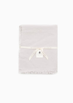 Silver 100% Stone Washed Linen Tablecloth With Fringe | 70" x 70"