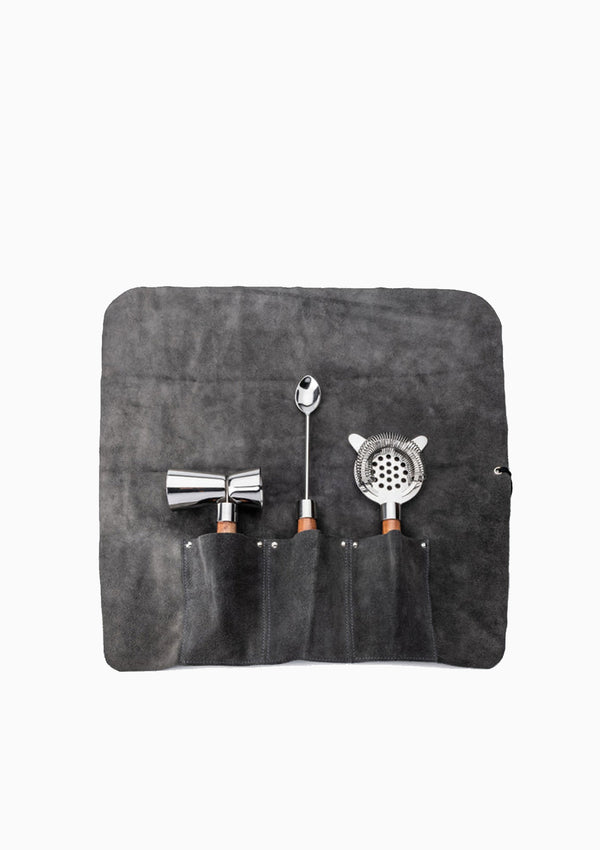 Bar Tool Set | Acacia & Leather
