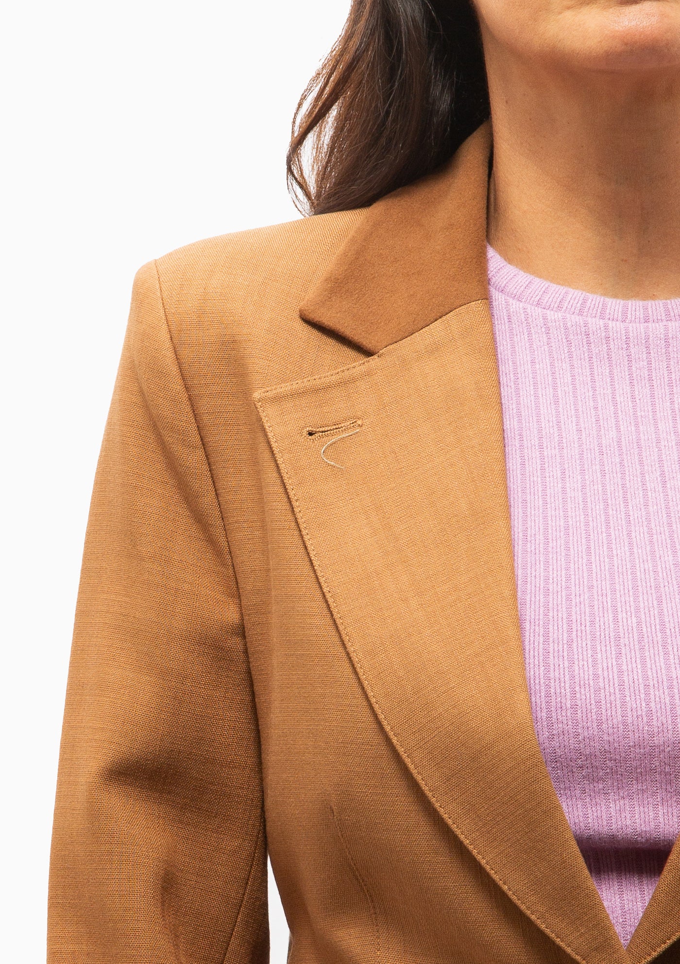 Blocked Seamed Blazer | Saddle