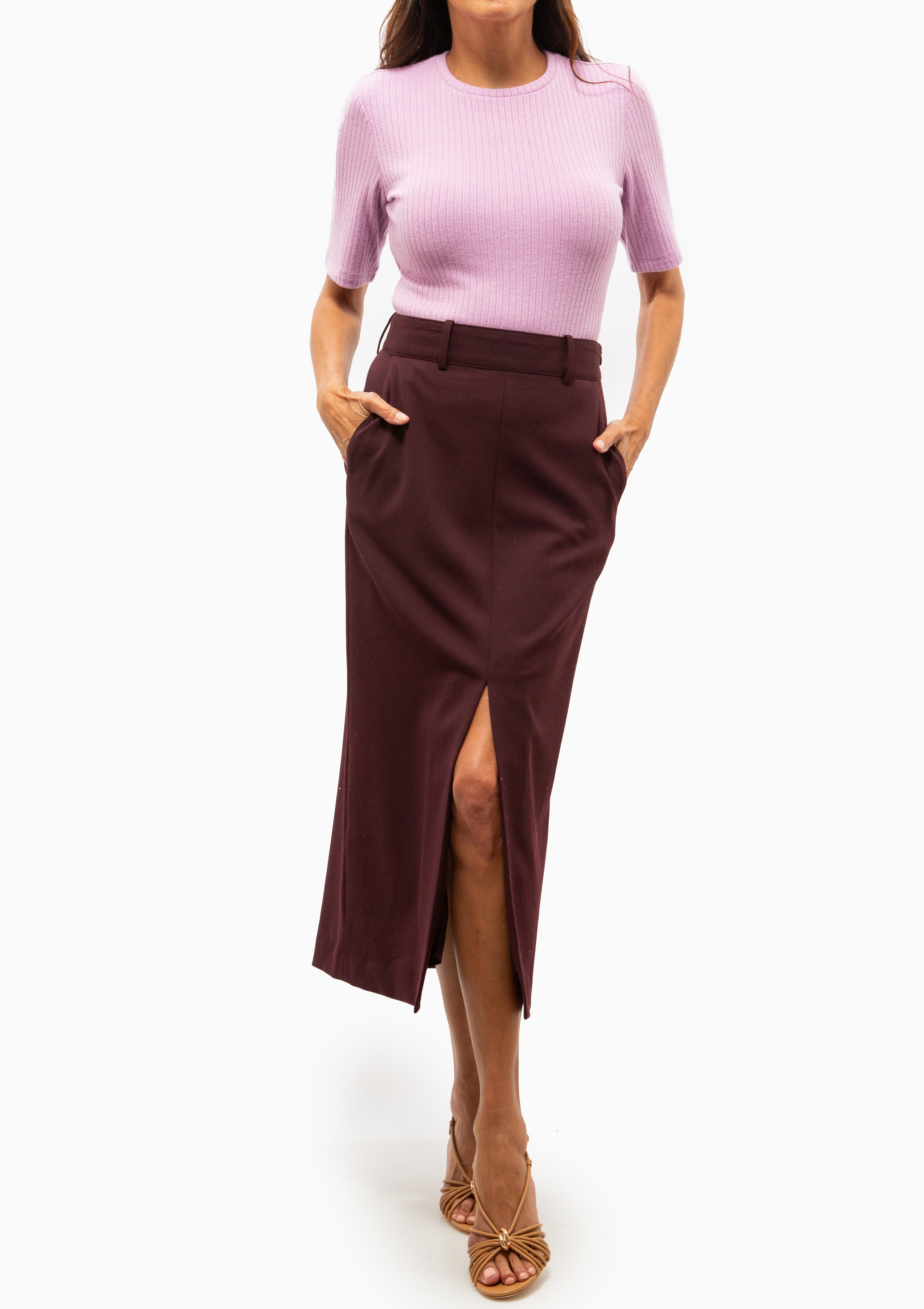 Elbow Sleeve Knit Crewneck | Orchid