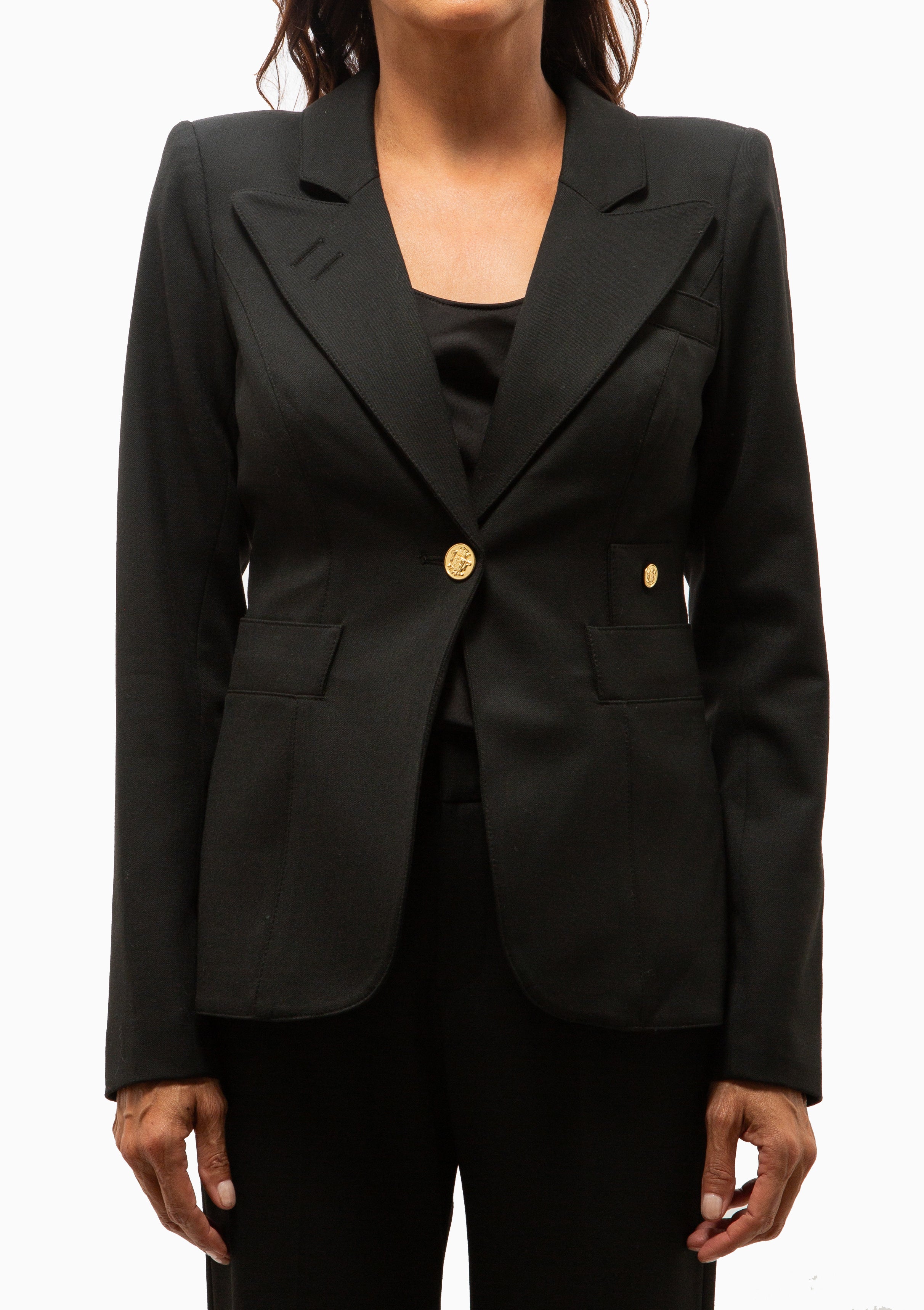 Full Back Duchess Blazer | Deep Black