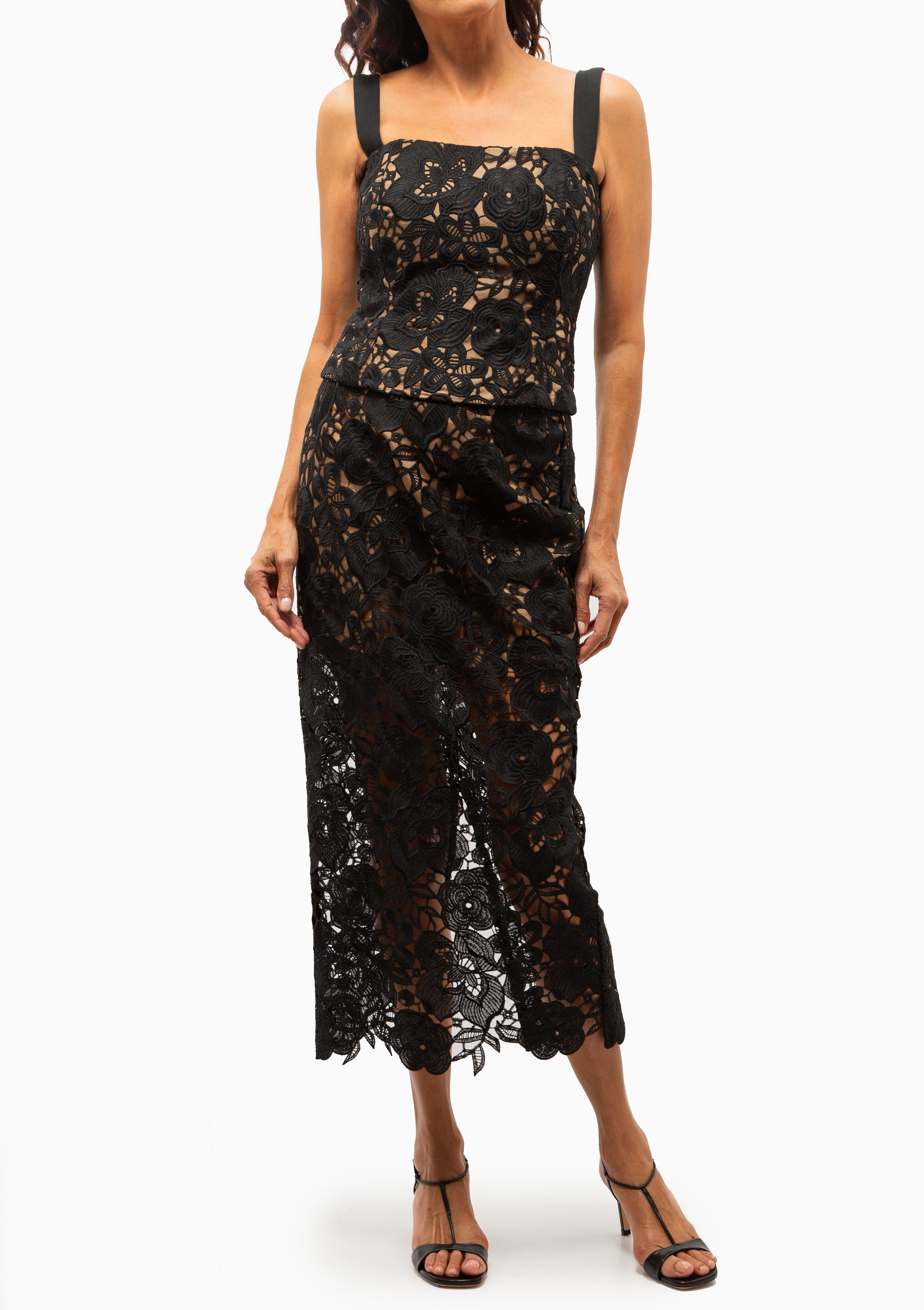 Lace Pencil Skirt | Black