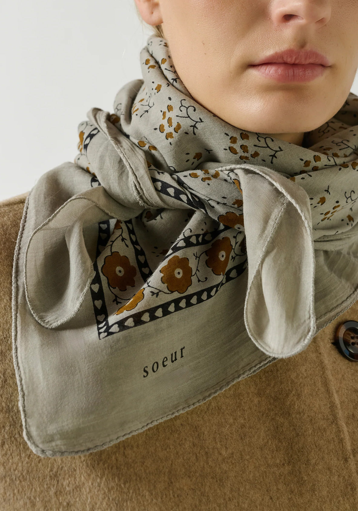 Classic Cotton Scarf | Marron/Gris