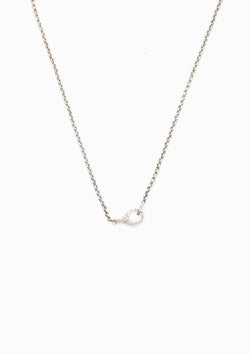 Small Link Chain Pave Diamond Clasp Necklace 24" | Sterling Silver