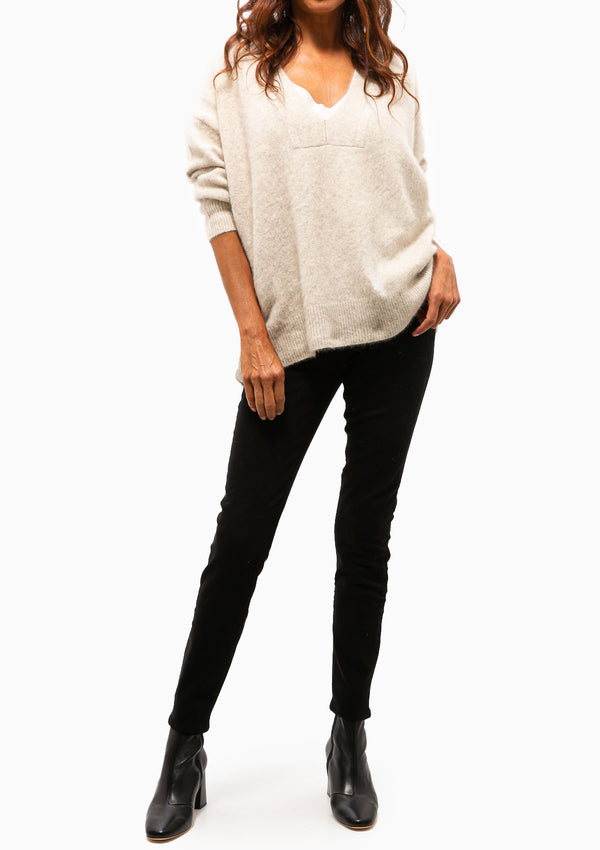 Oversize V-Neck Pullover | Ivory