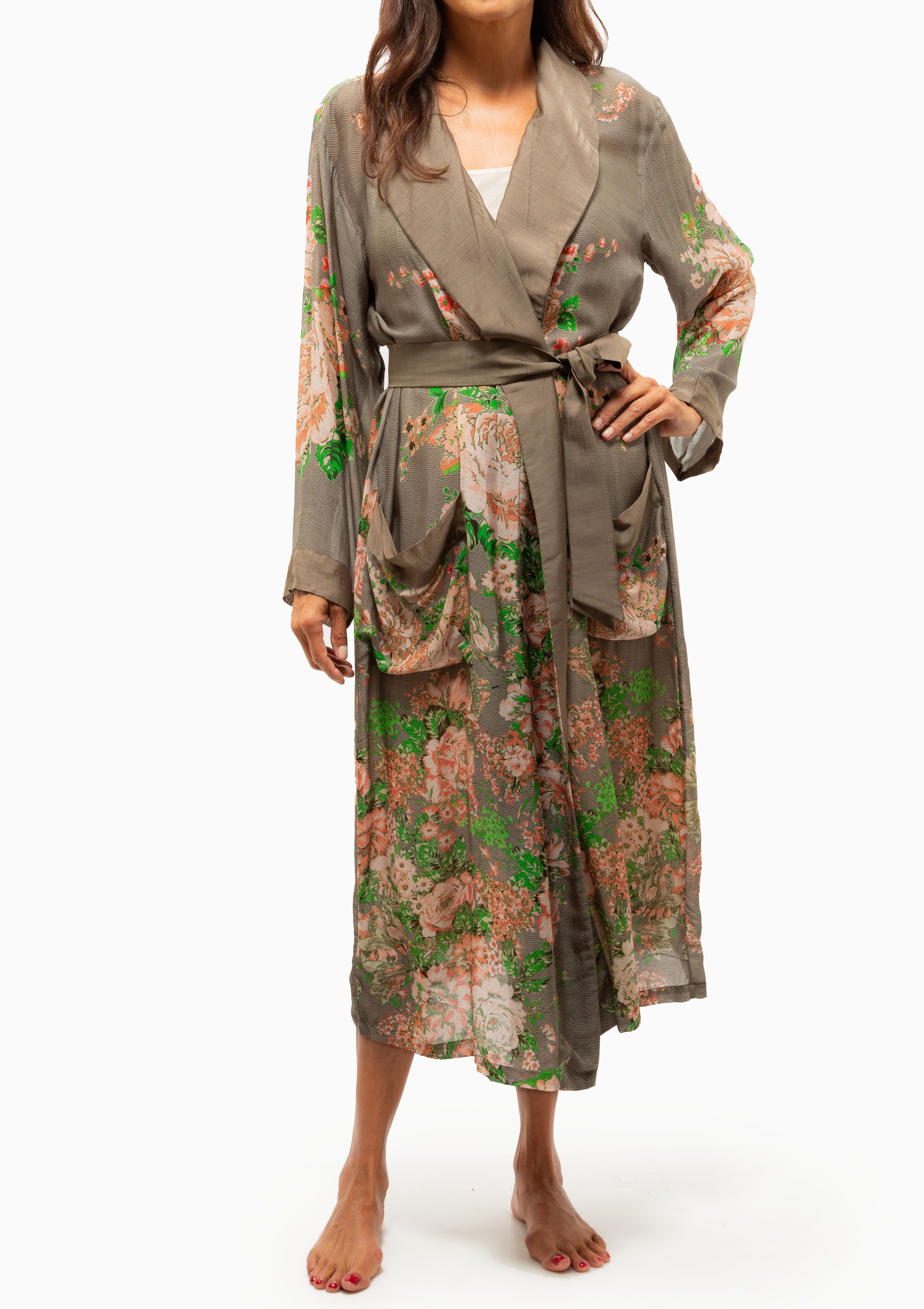 Neon Rose Robe Gown | Beige