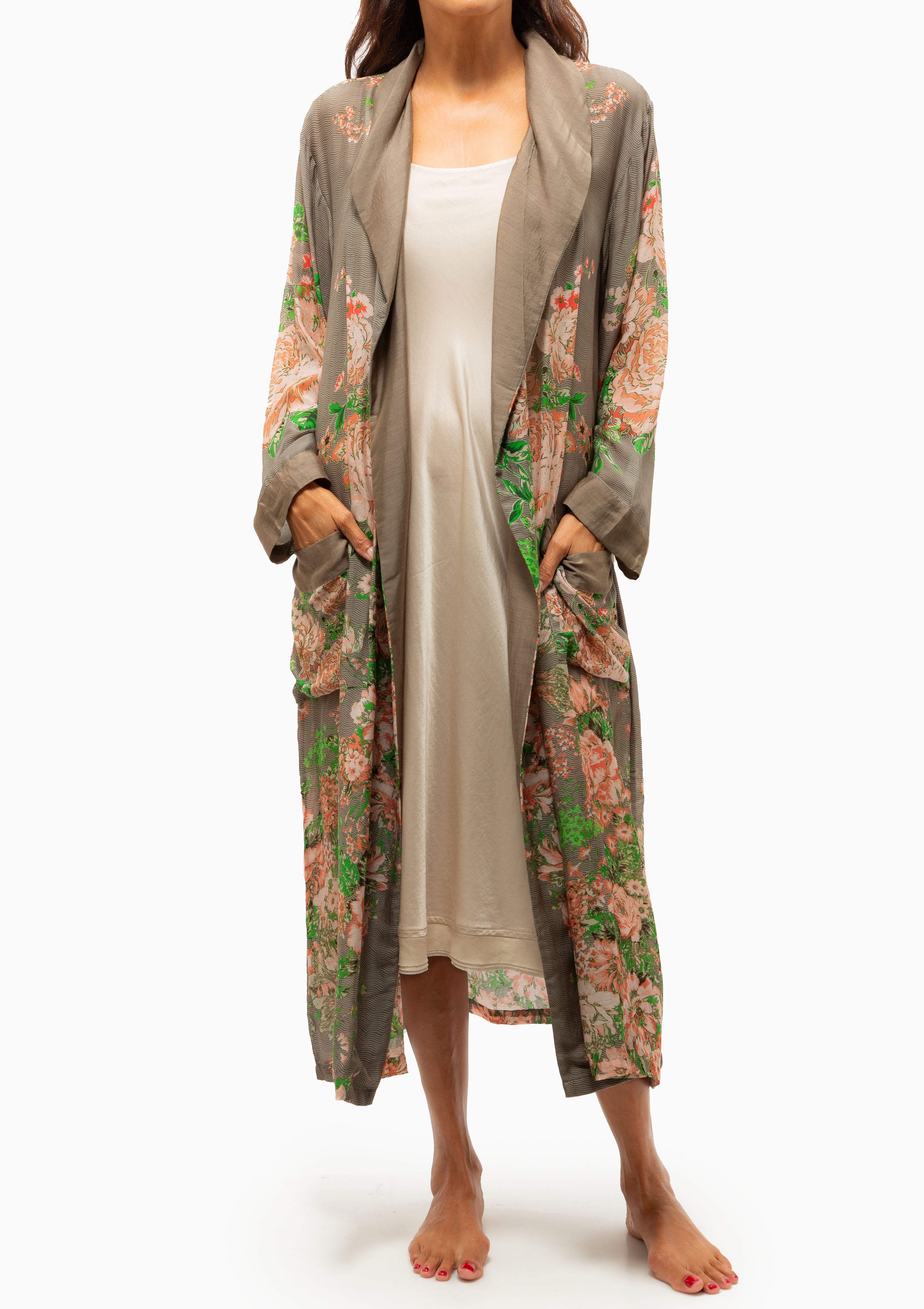Neon Rose Robe Gown | Beige
