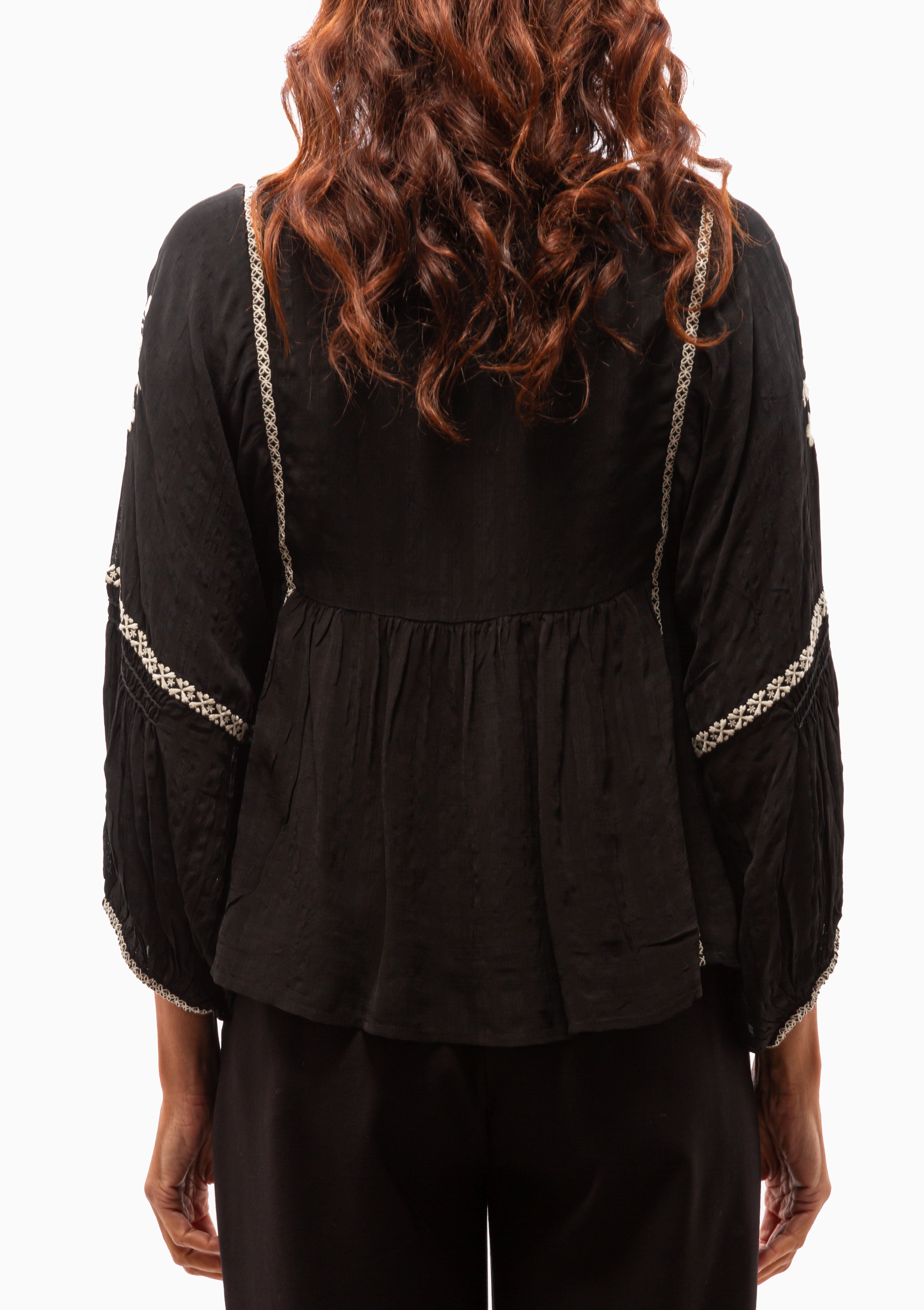 Baltik Embroidered Blouse | Noir