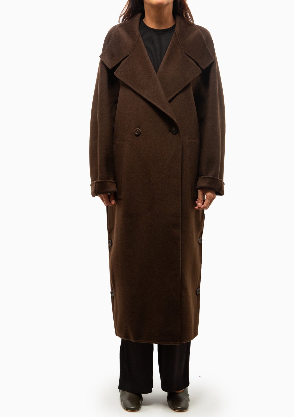 Double Button Coat | Dark Oak