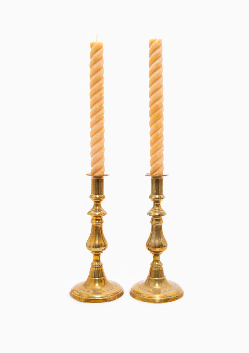 Vintage Brass Candlesticks Pair | 8.5"