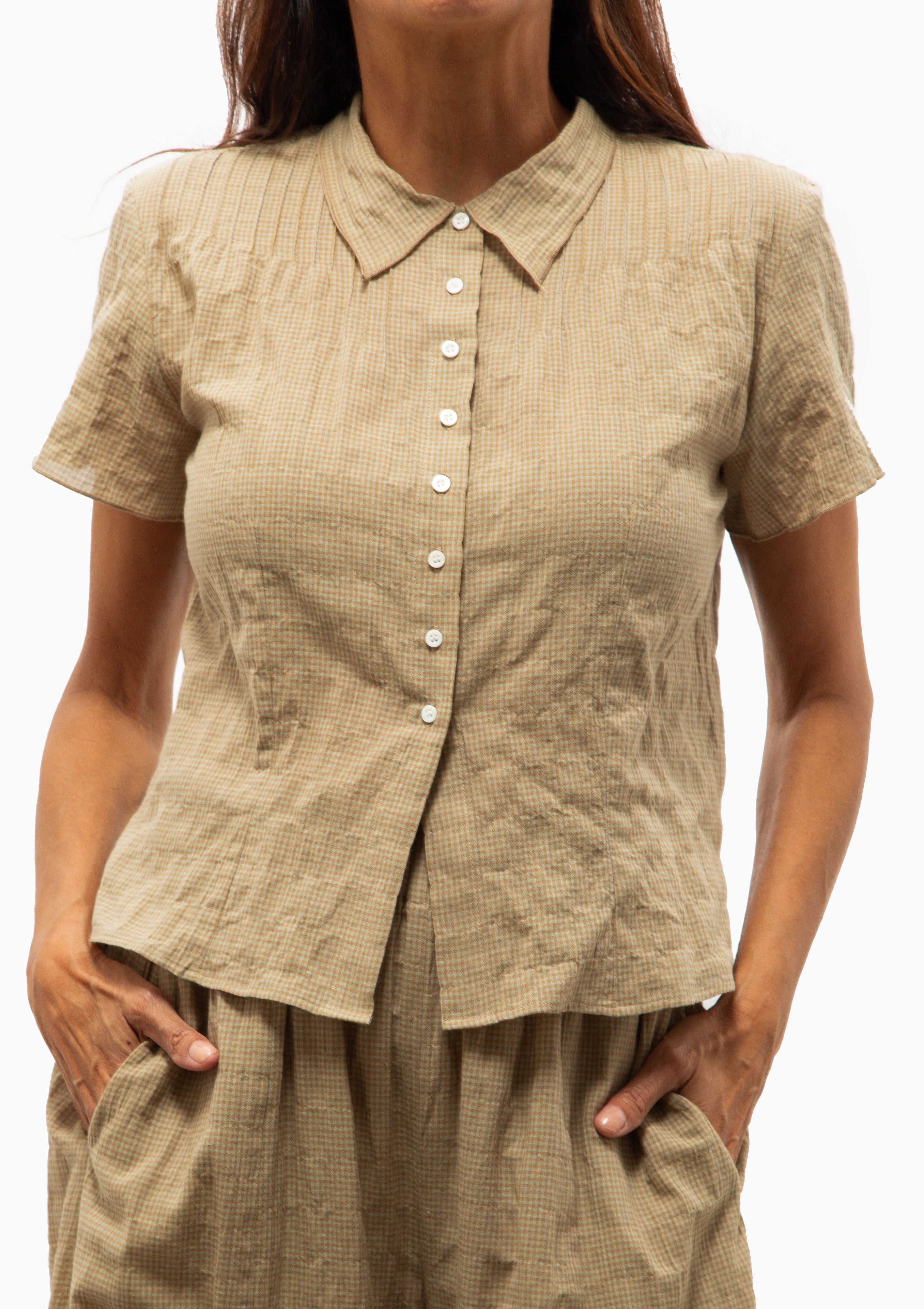 Mel Shirt | Gilles Mini Check Beige