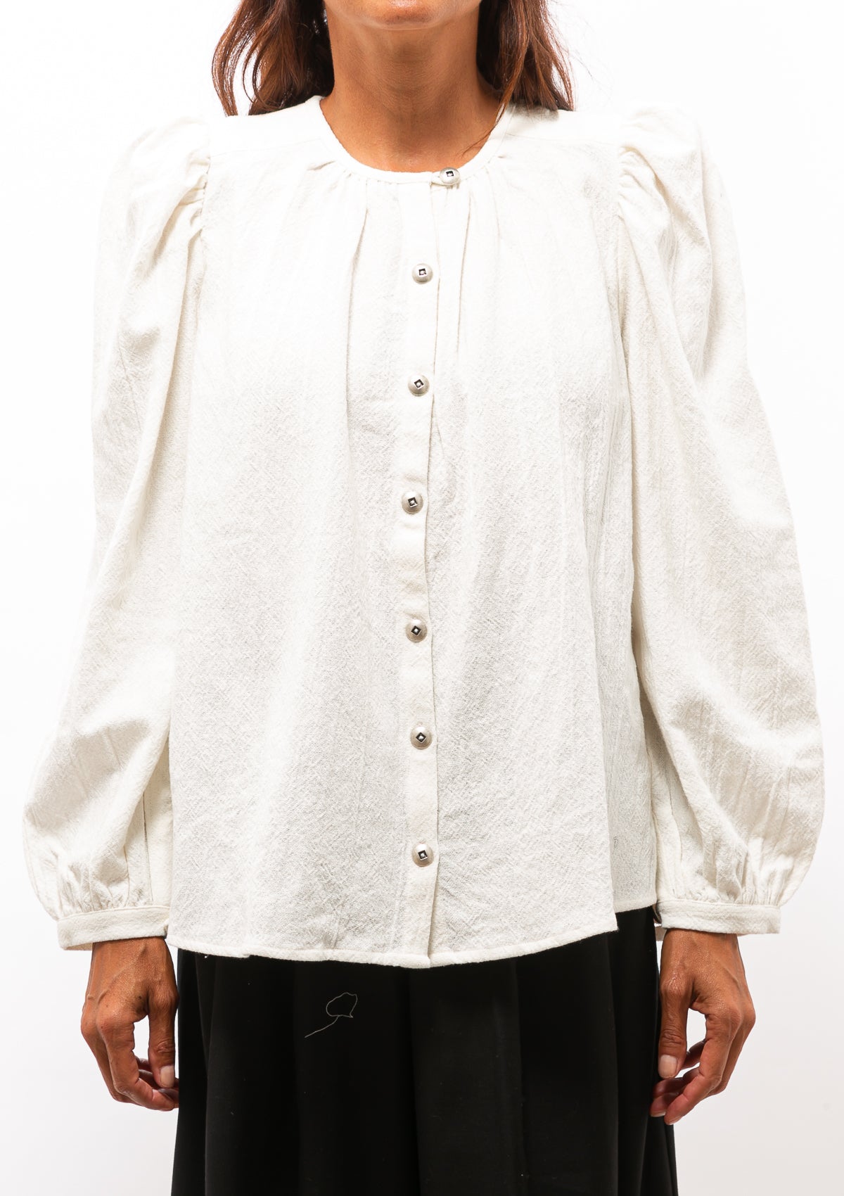 Anna Ivory Washed Linen Blouse | White Orchid