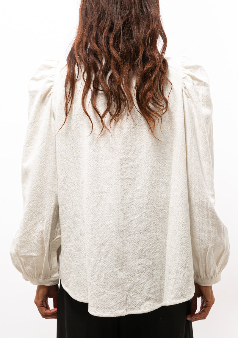 Anna Ivory Washed Linen Blouse | White Orchid