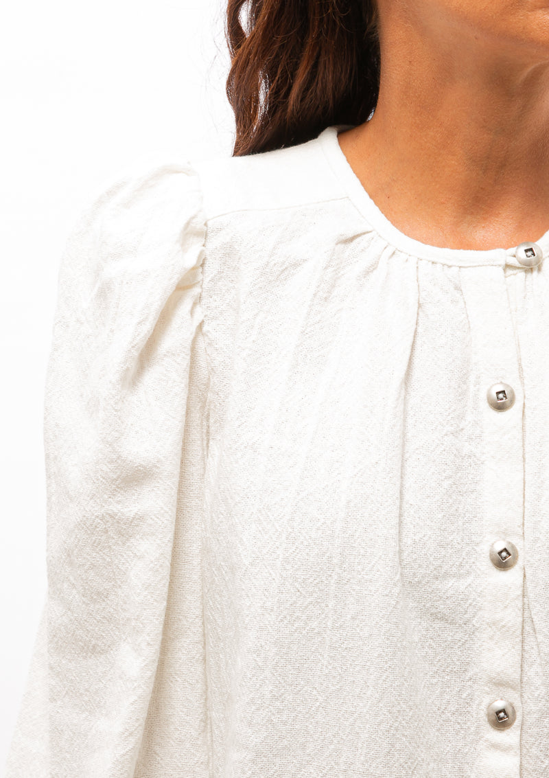 Anna Ivory Washed Linen Blouse | White Orchid