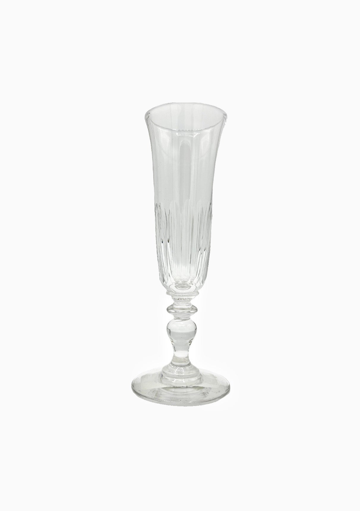 Antique French Cut Glass Crystal Flared Champagne Flute