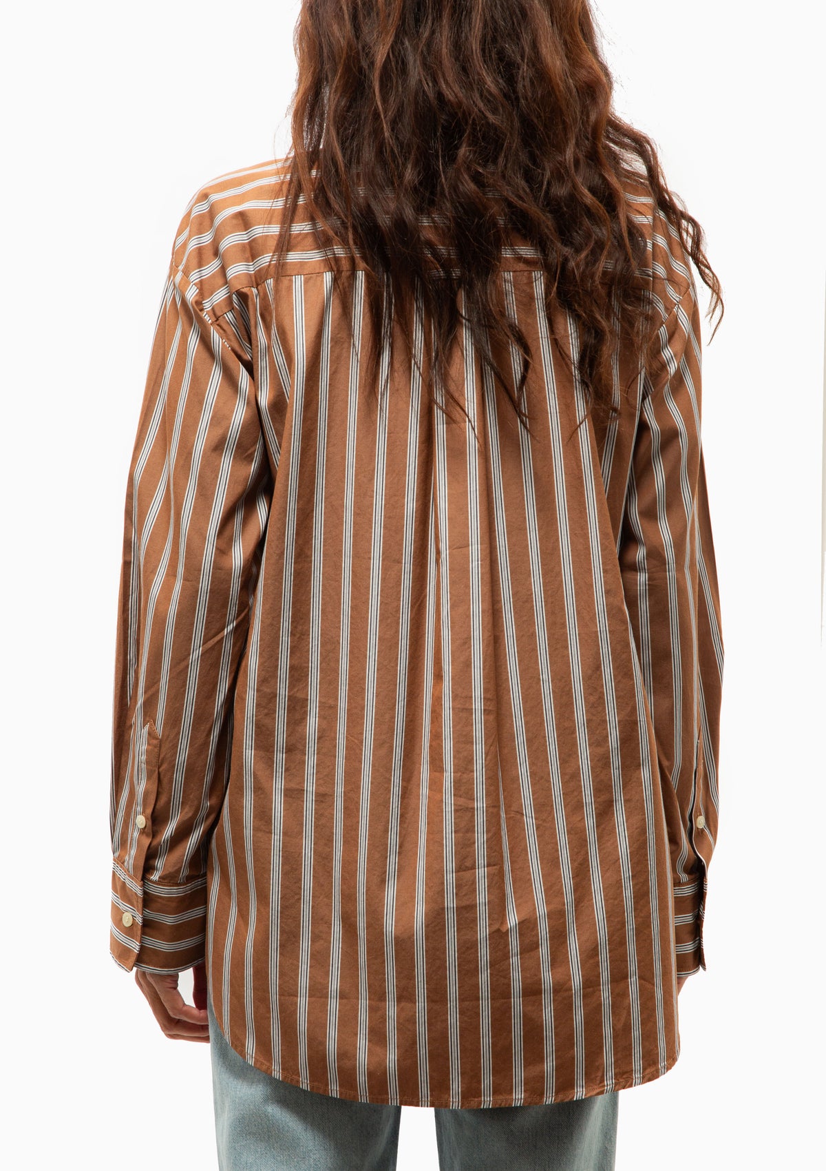 Thea Boyfriend Japanese Poplin Shirt | Copper Stripe