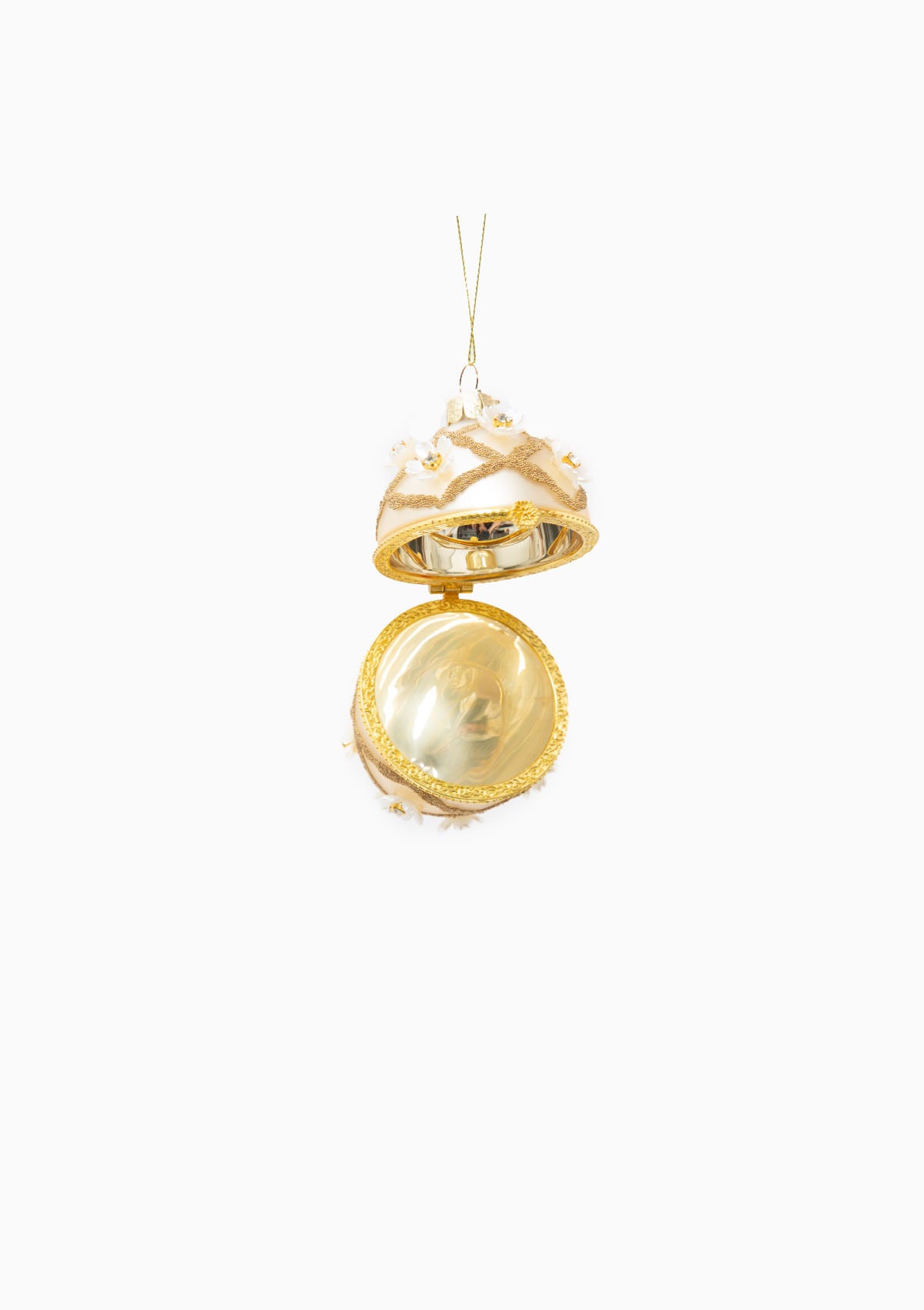 Egg With Flowers Glass Ornament