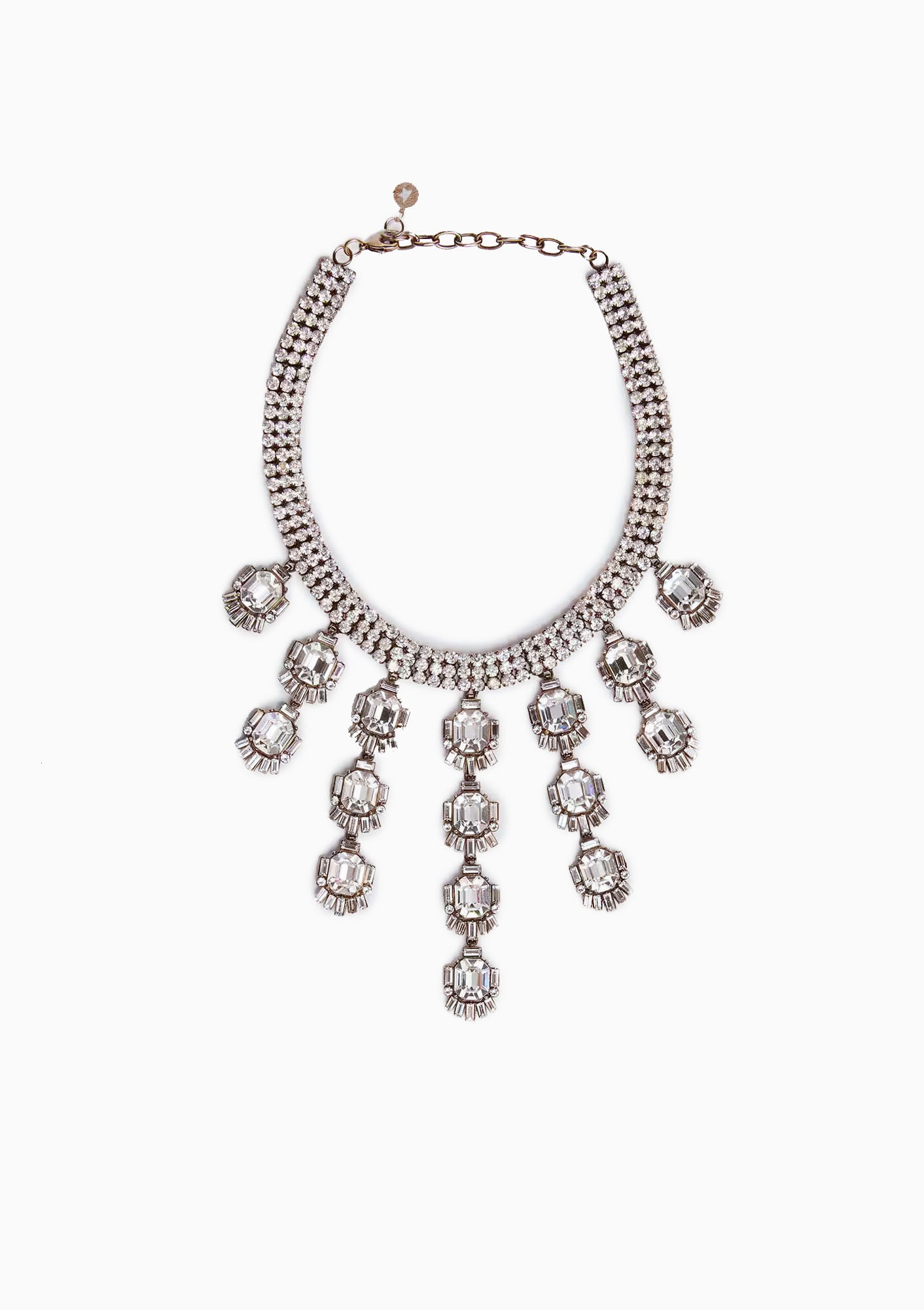 Drop Crystals Necklace | Antique Gold