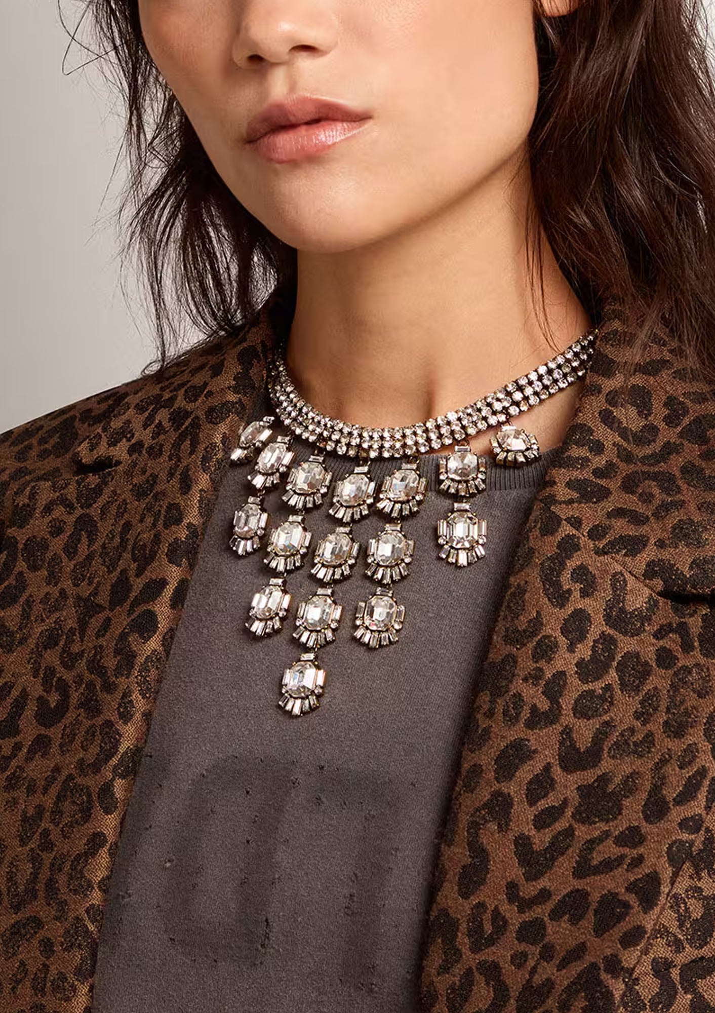 Drop Crystals Necklace | Antique Gold