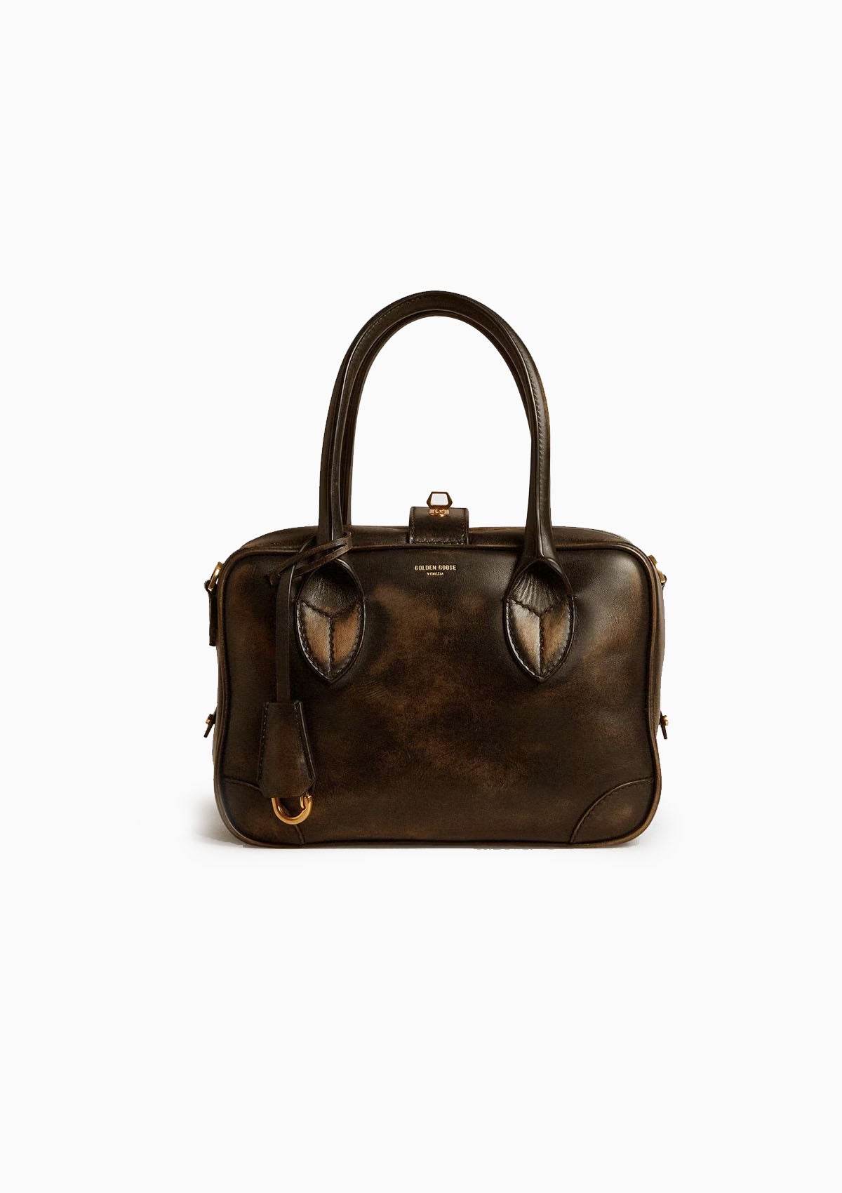 Vita Distressed Leather Bag | Black
