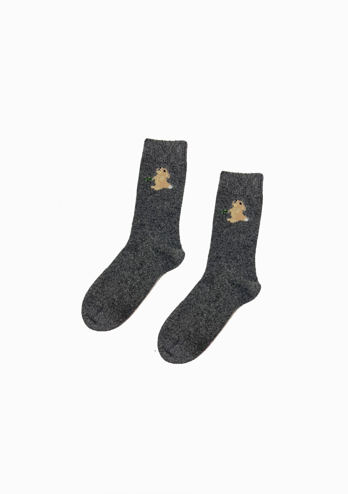 Hungry Bunny Cashmere Crew Socks | Charcoal