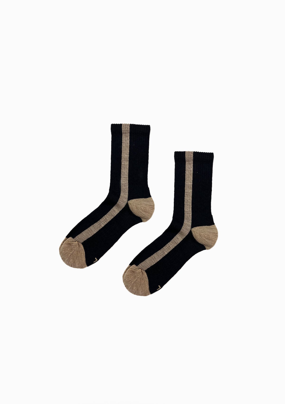 Tuxedo Stripe Athletic Wool Crew Socks | Black
