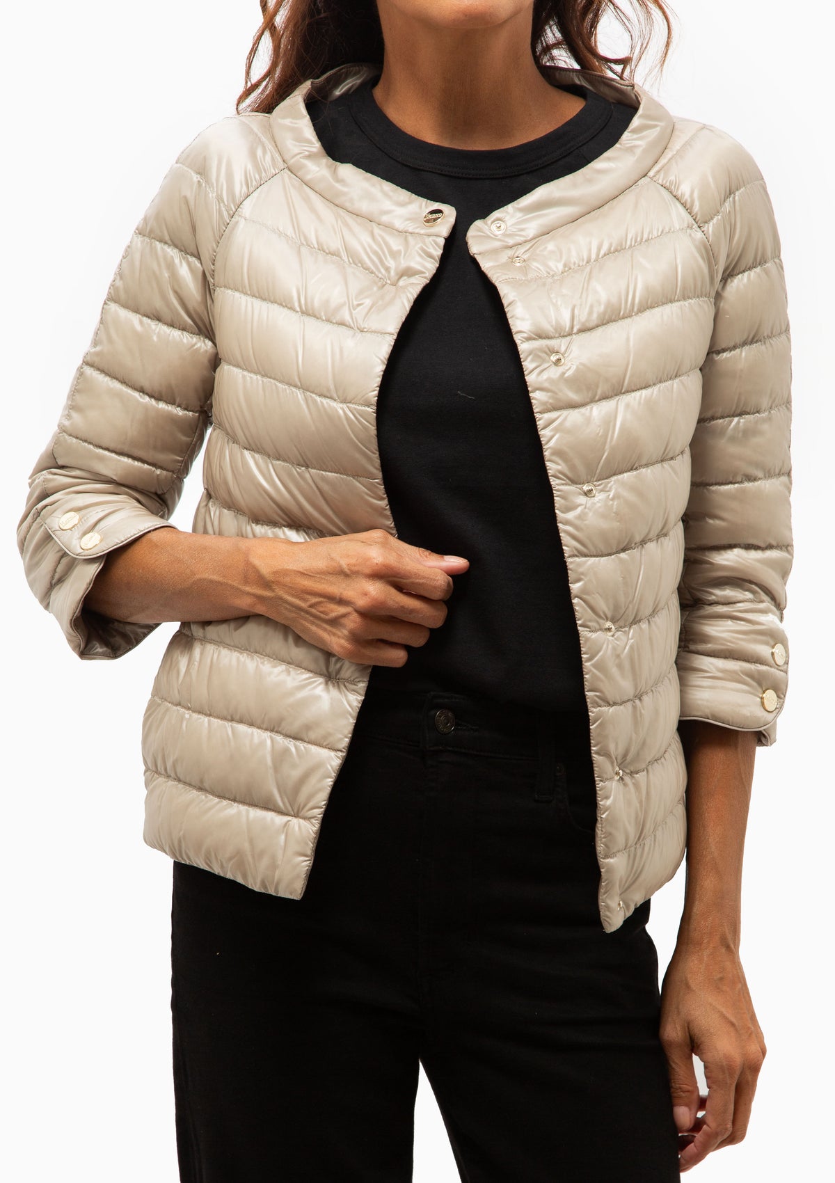 Classic Nylon Elsa 3/4 Sleeve Jacket | Champagne