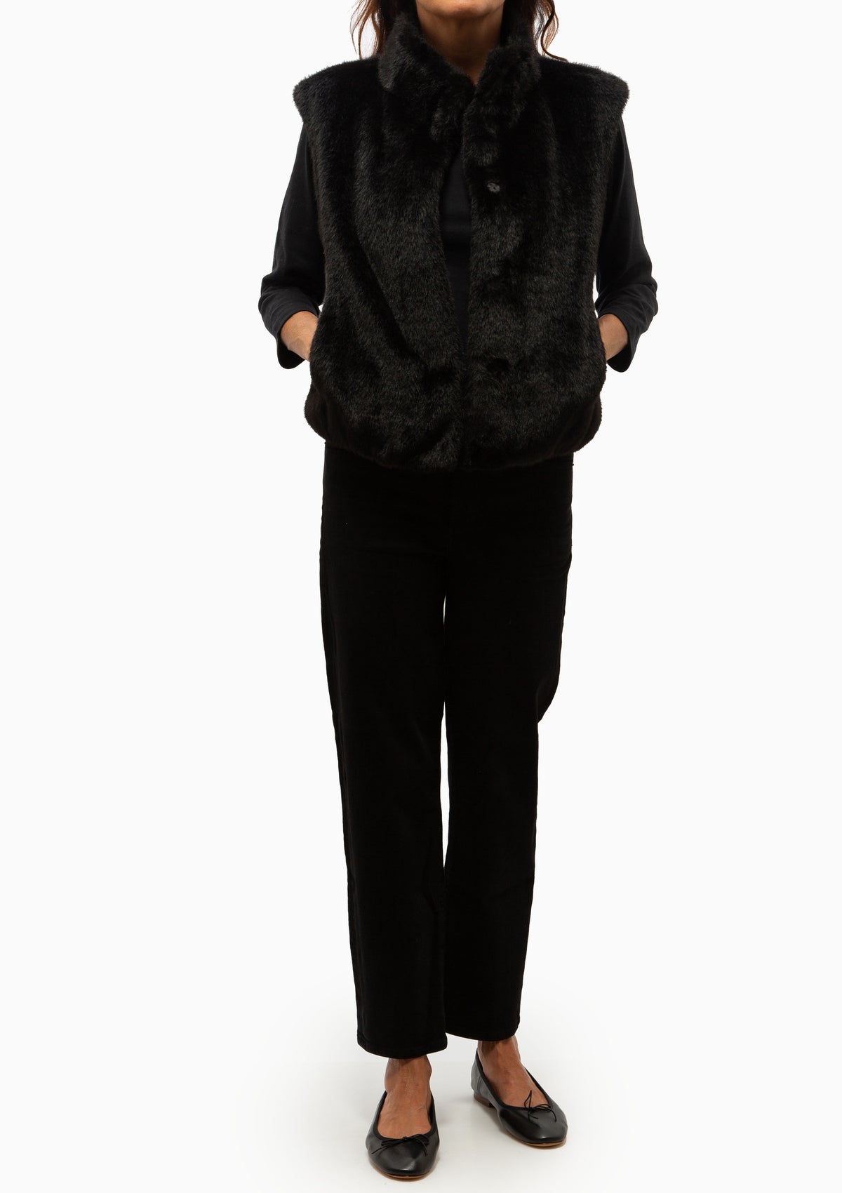 Faux Fur Vest | Black